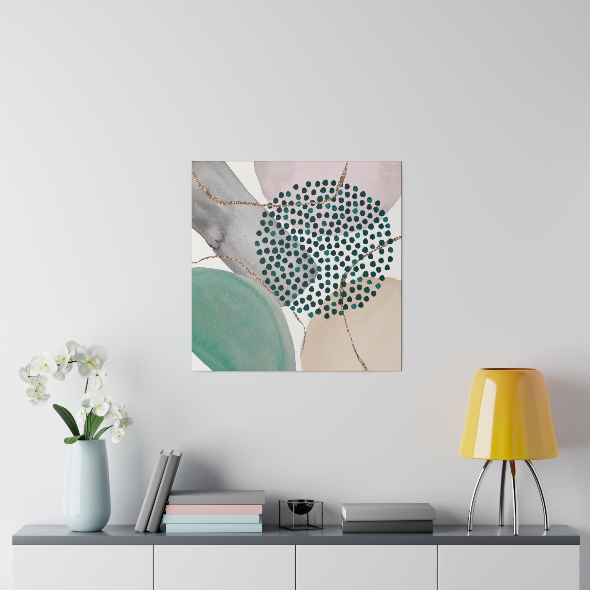Abstract Artwork | Canvas Wall Art | Pastel Green Blue Beige