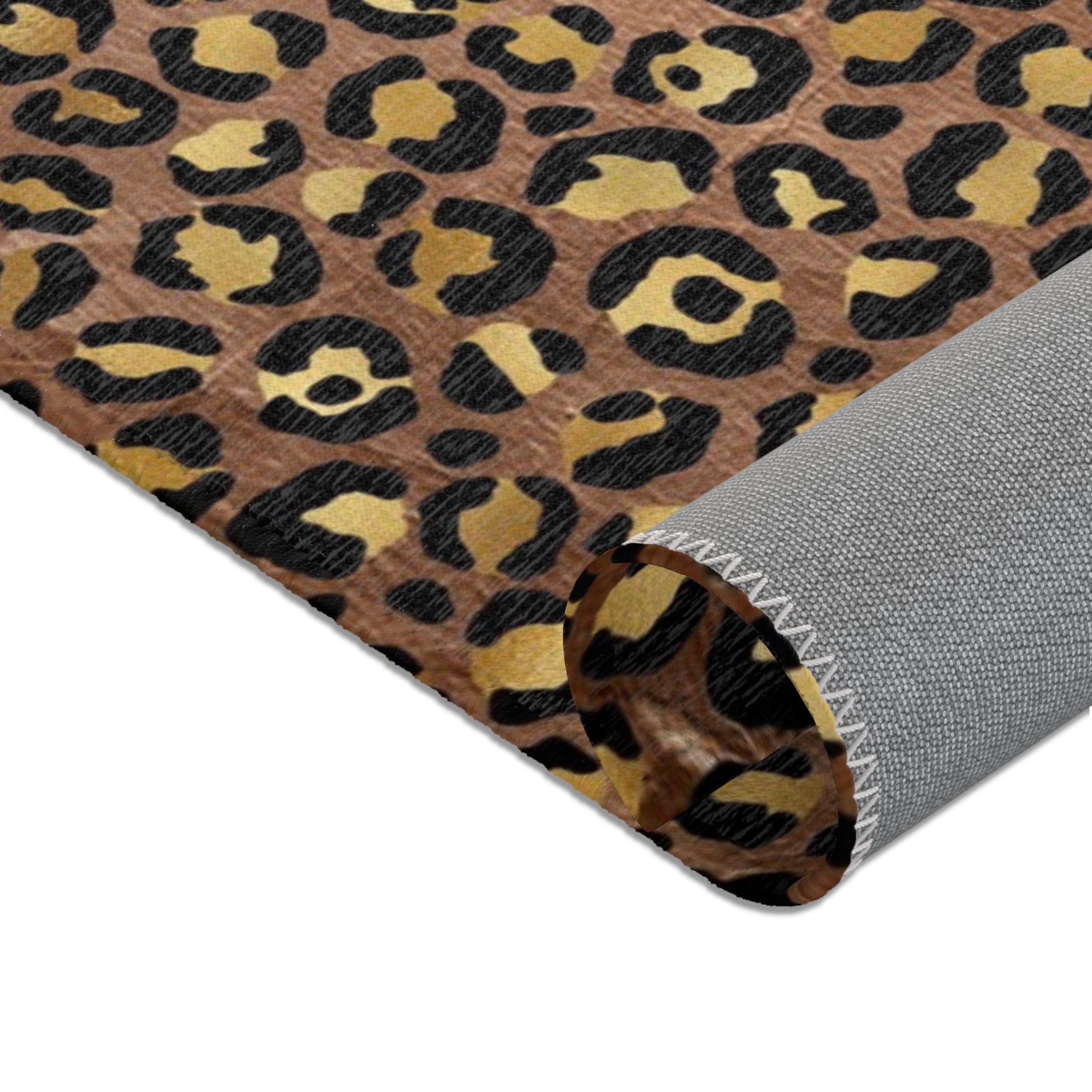 Beige Leopard Large Area Rug | Gold Mauve, Brown Animal Print