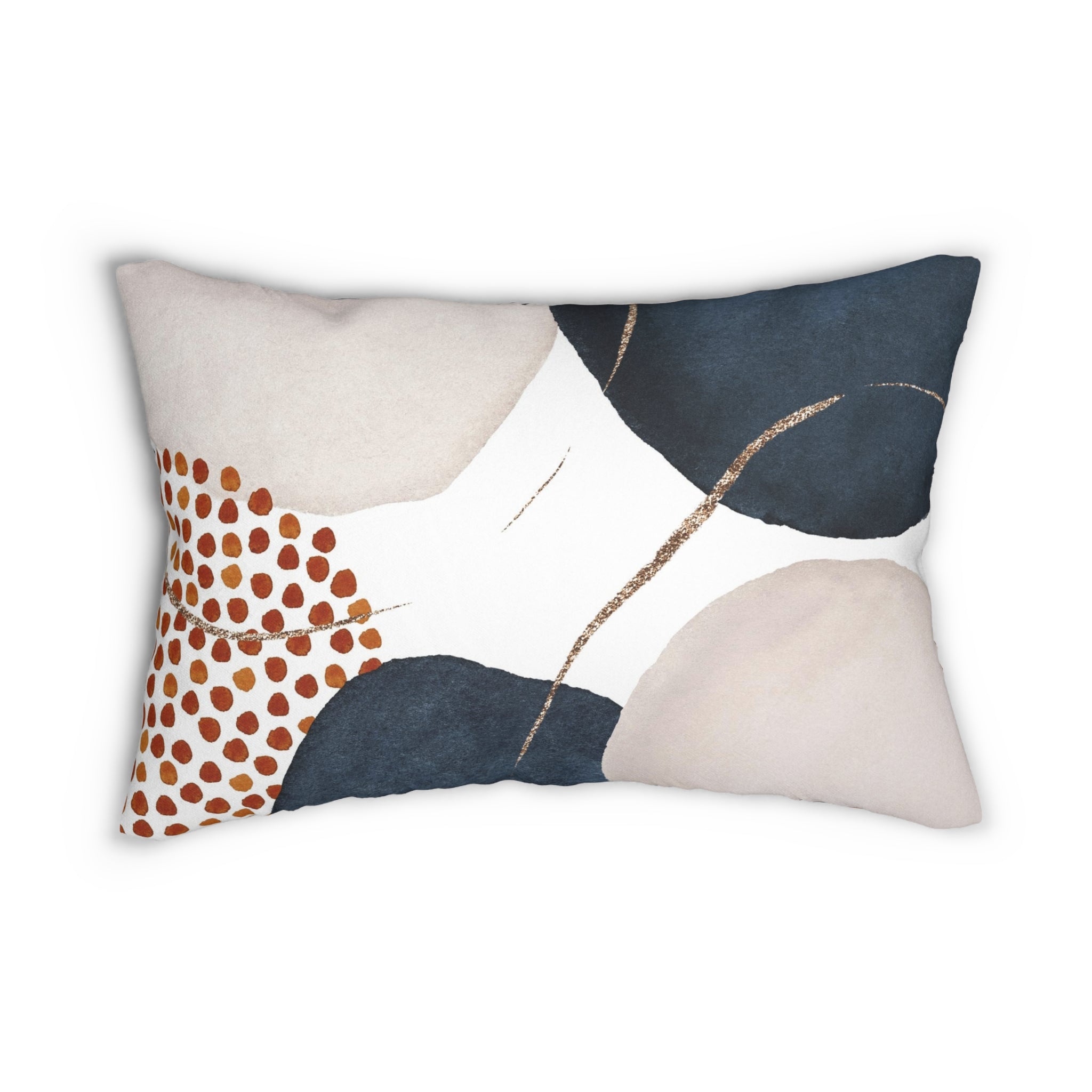 Abstract Lumbar Pillow Navy Blue, Cream Rust