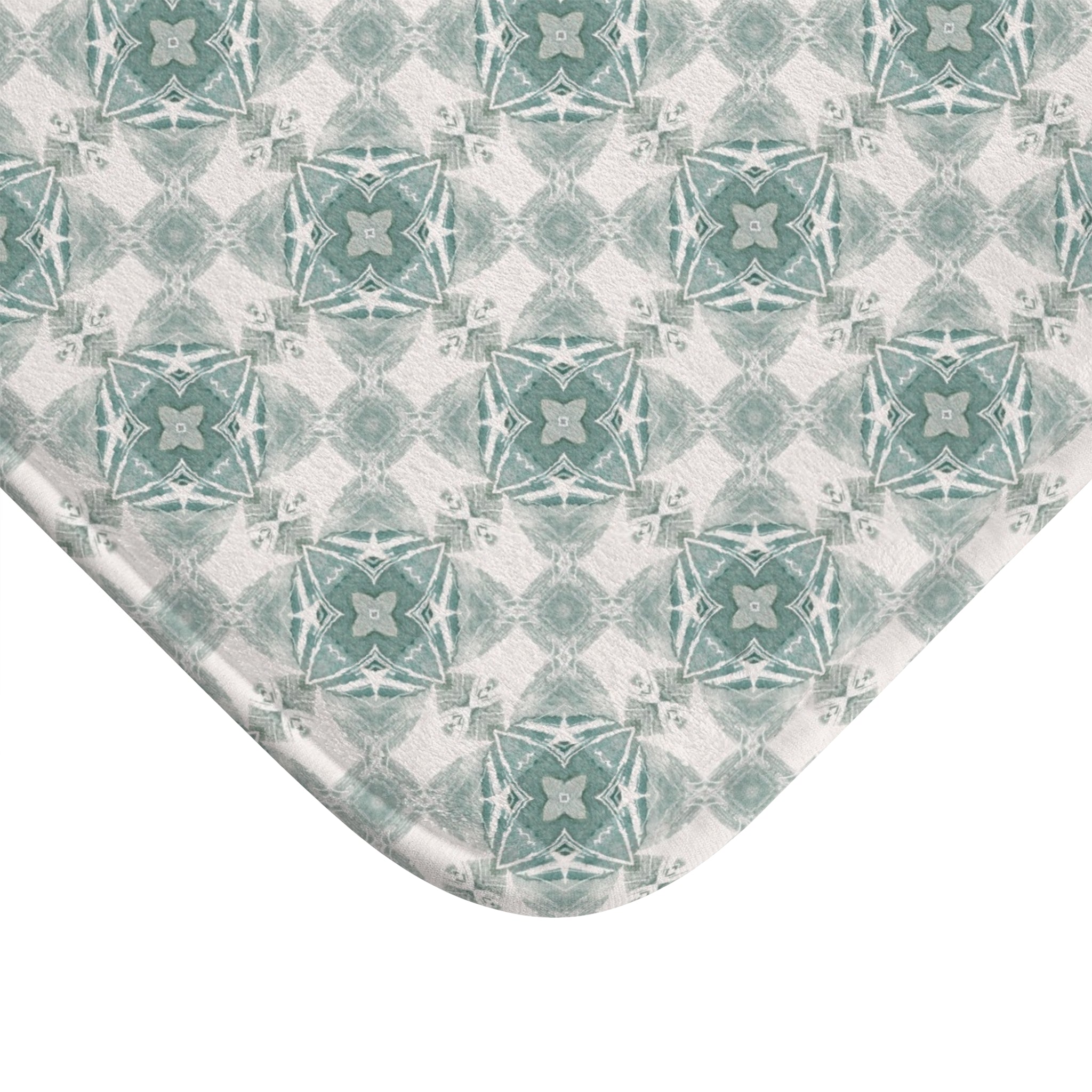 Art Deco Bath Mat | Sage Green, Medieval Cream Kitchen Mat