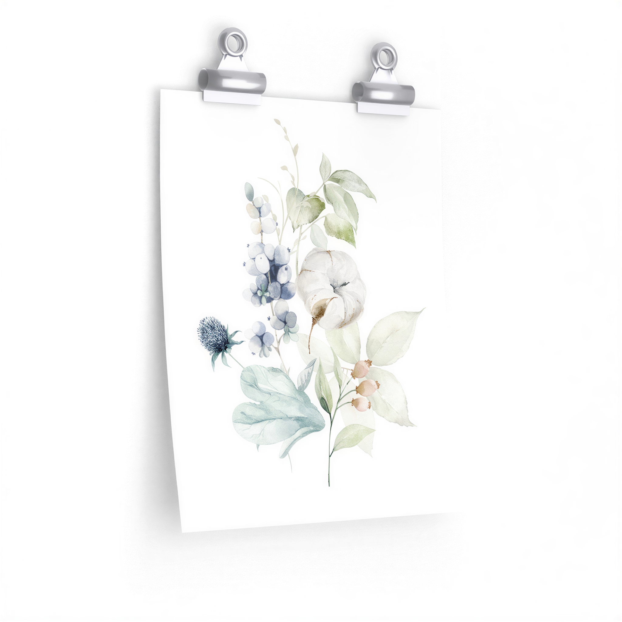 Eucalyptus Floral Art Print Green Blue White