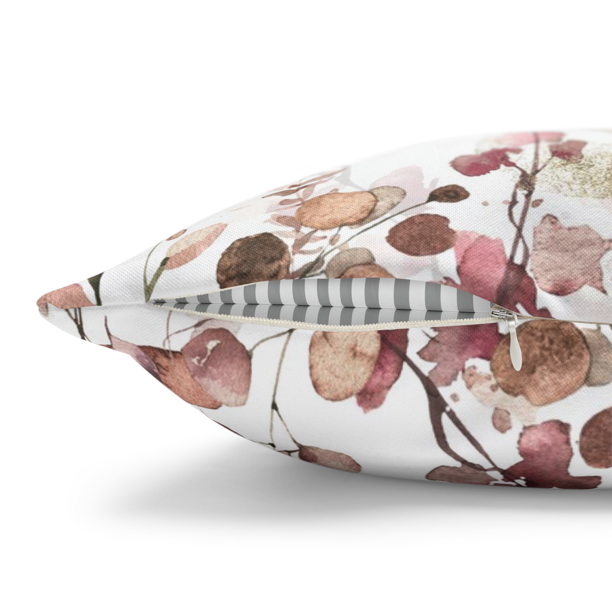 Floral Pillow Cover | White Beige Monstera Leaves