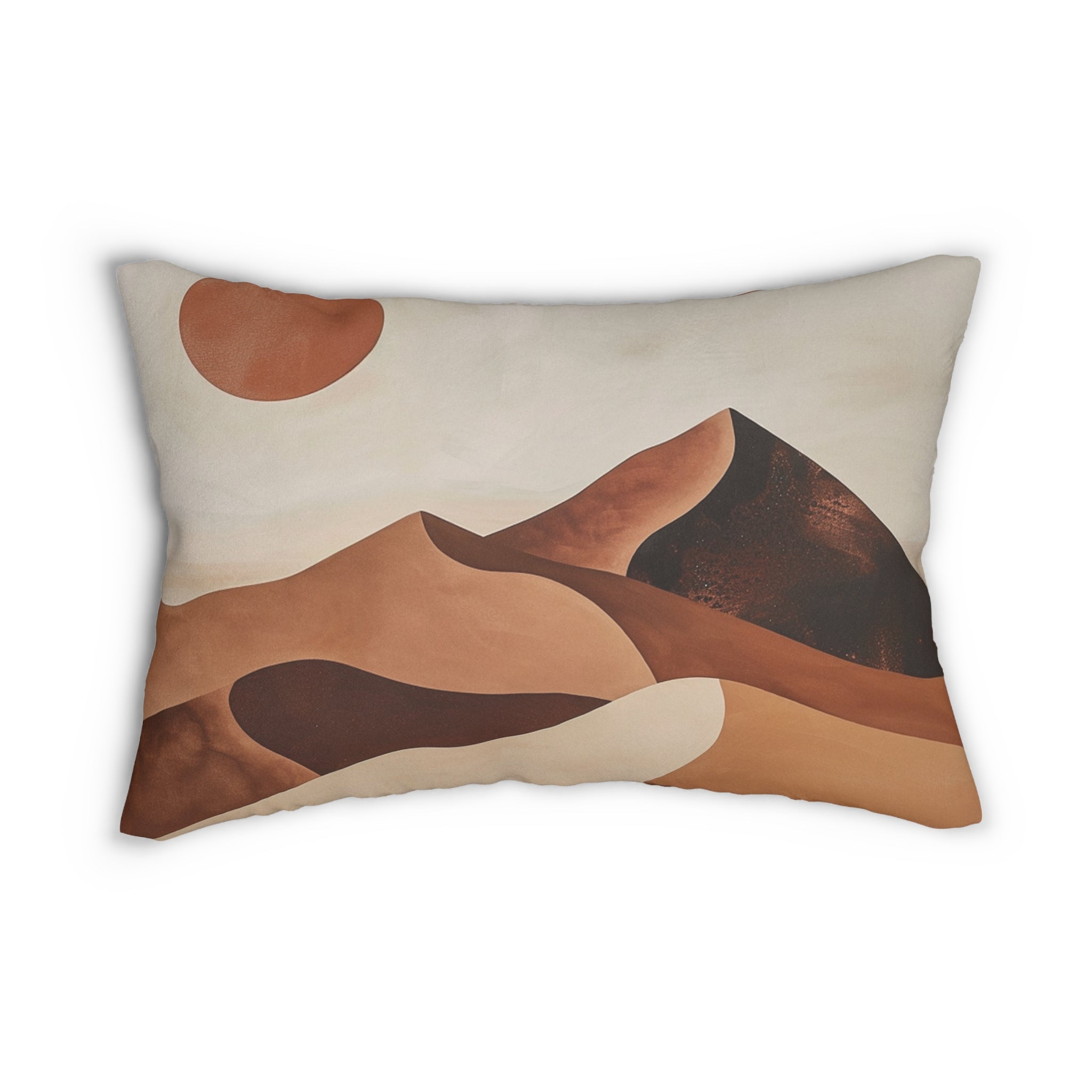 Abstract Boho Lumbar Pillow | Desert Sun Beige Brown Nature