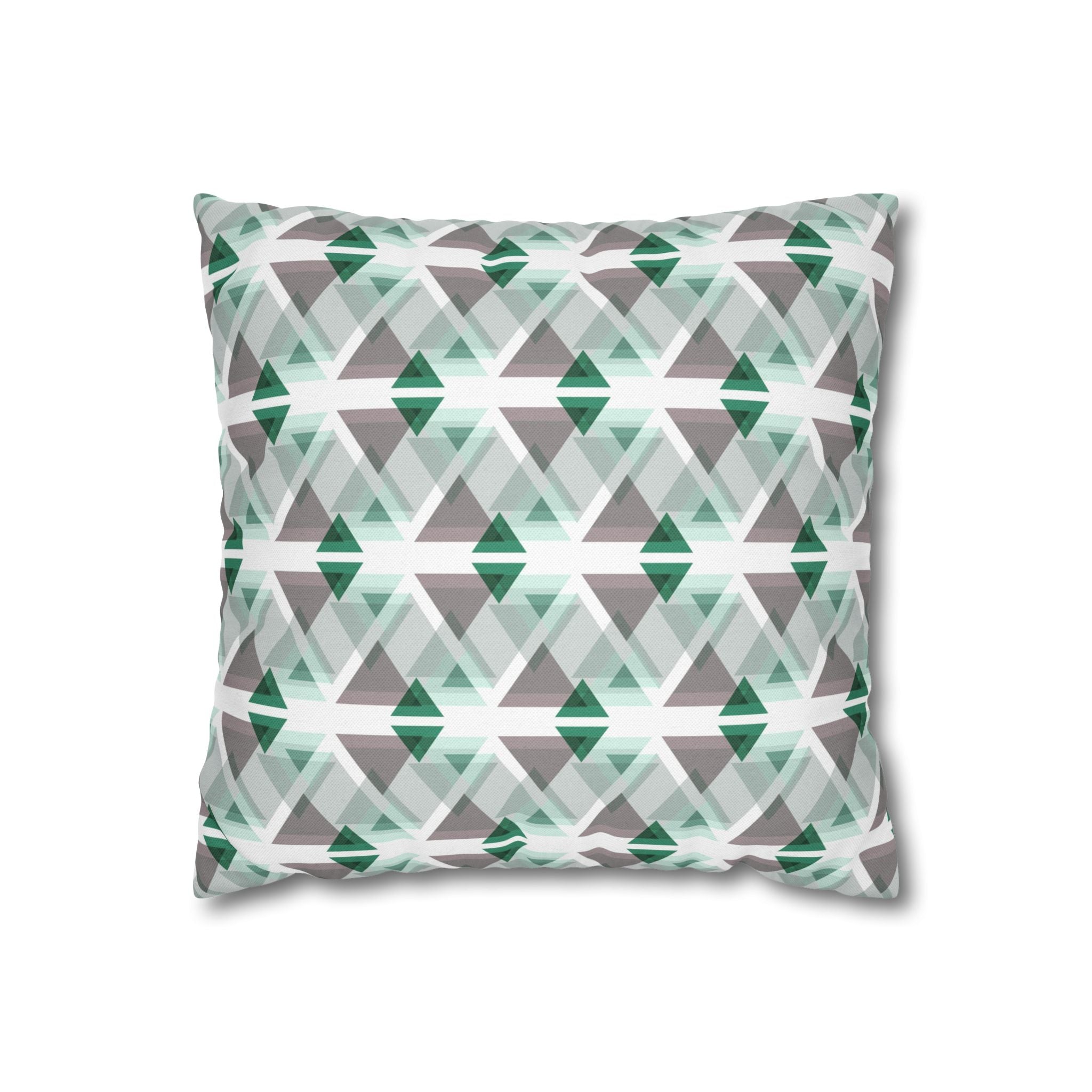 Abstract Pillow Cover | Geometric Green Grey White Pillowcase