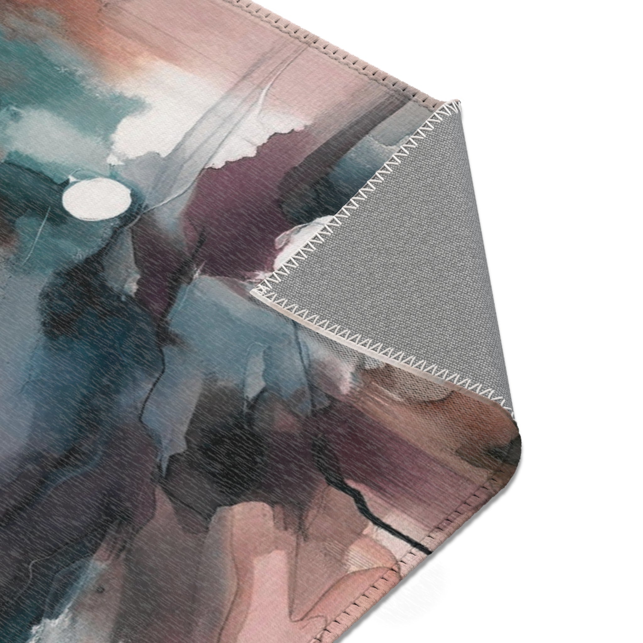 Abstract Large Area Rug | Navy Mauve Beige White