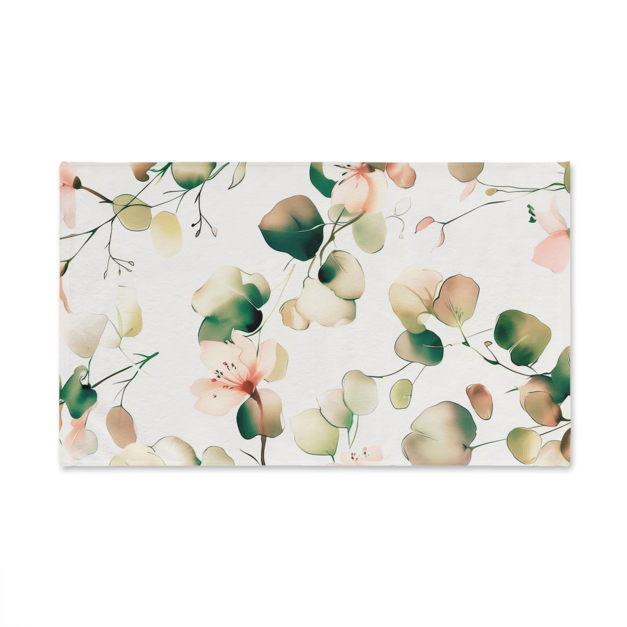 Kitchen, Bath Hand Towel | Floral, Sage Green, Blush Pink, White
