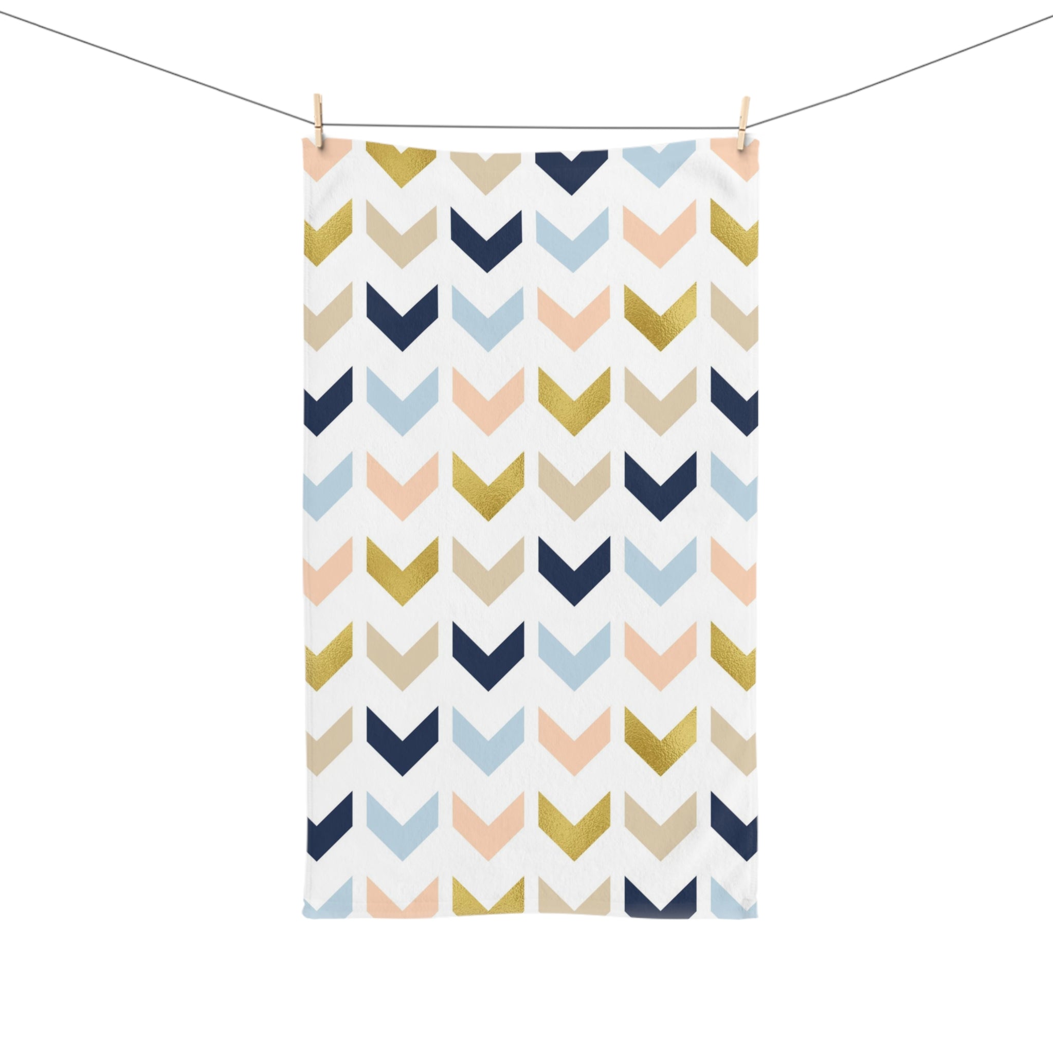 Abstract Kitchen, Bath Hand Towel | Chevron Navy Blue, Beige Arrows