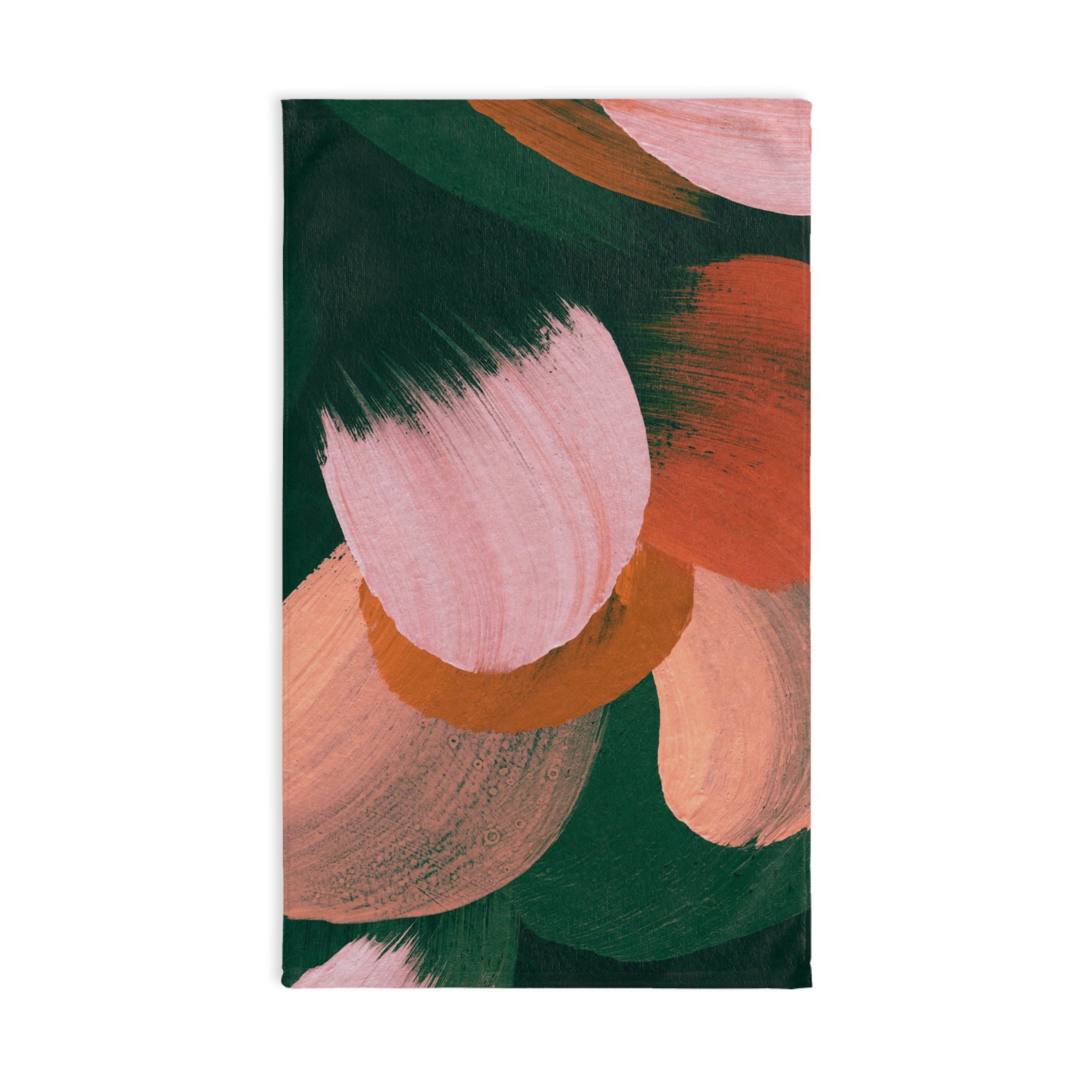Abstract Kitchen, Bath Hand Towel | Forest Hunger Green, Pink Beige