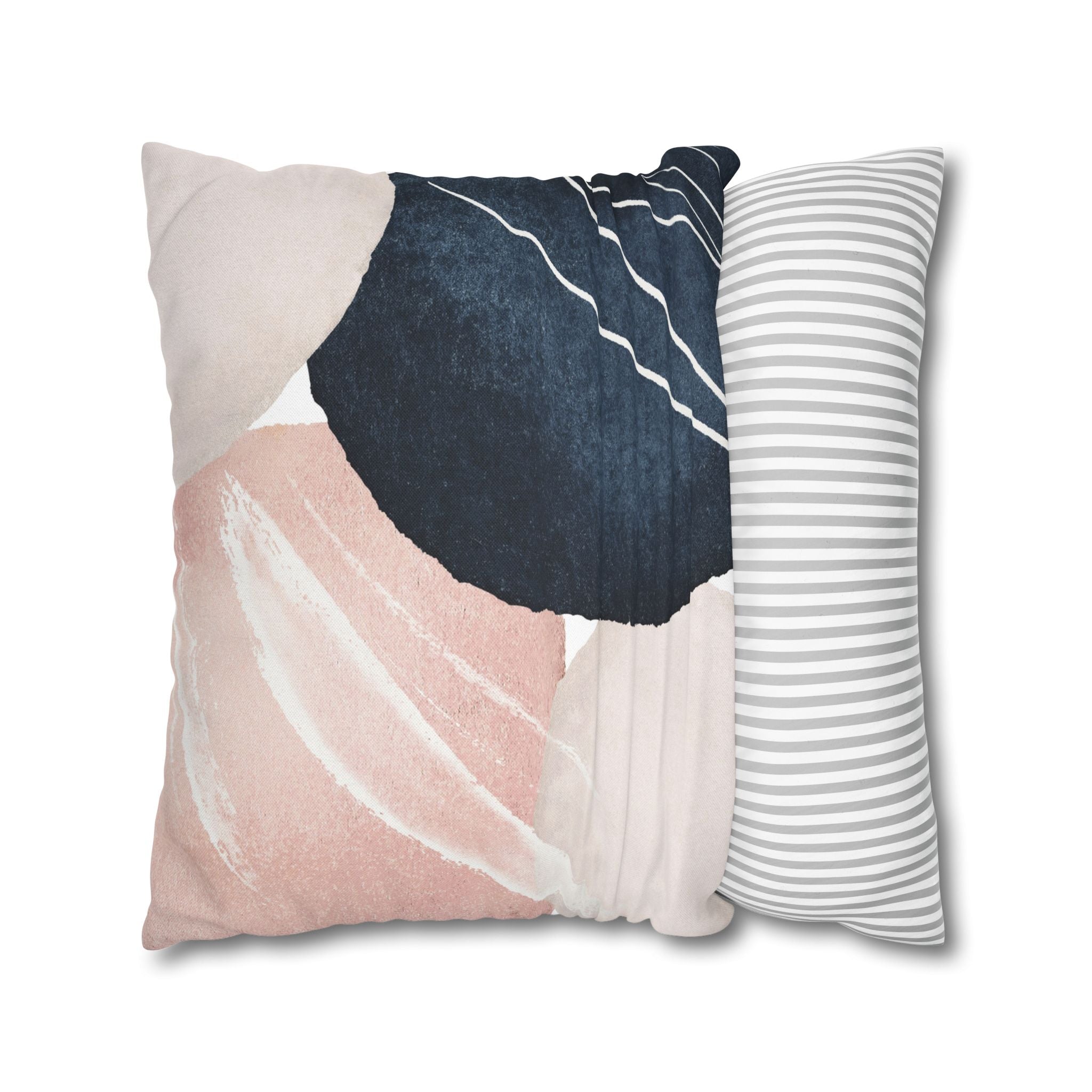 Abstract Pillow Cover | Blush Pink Navy Blue Watercolor Pillowcase