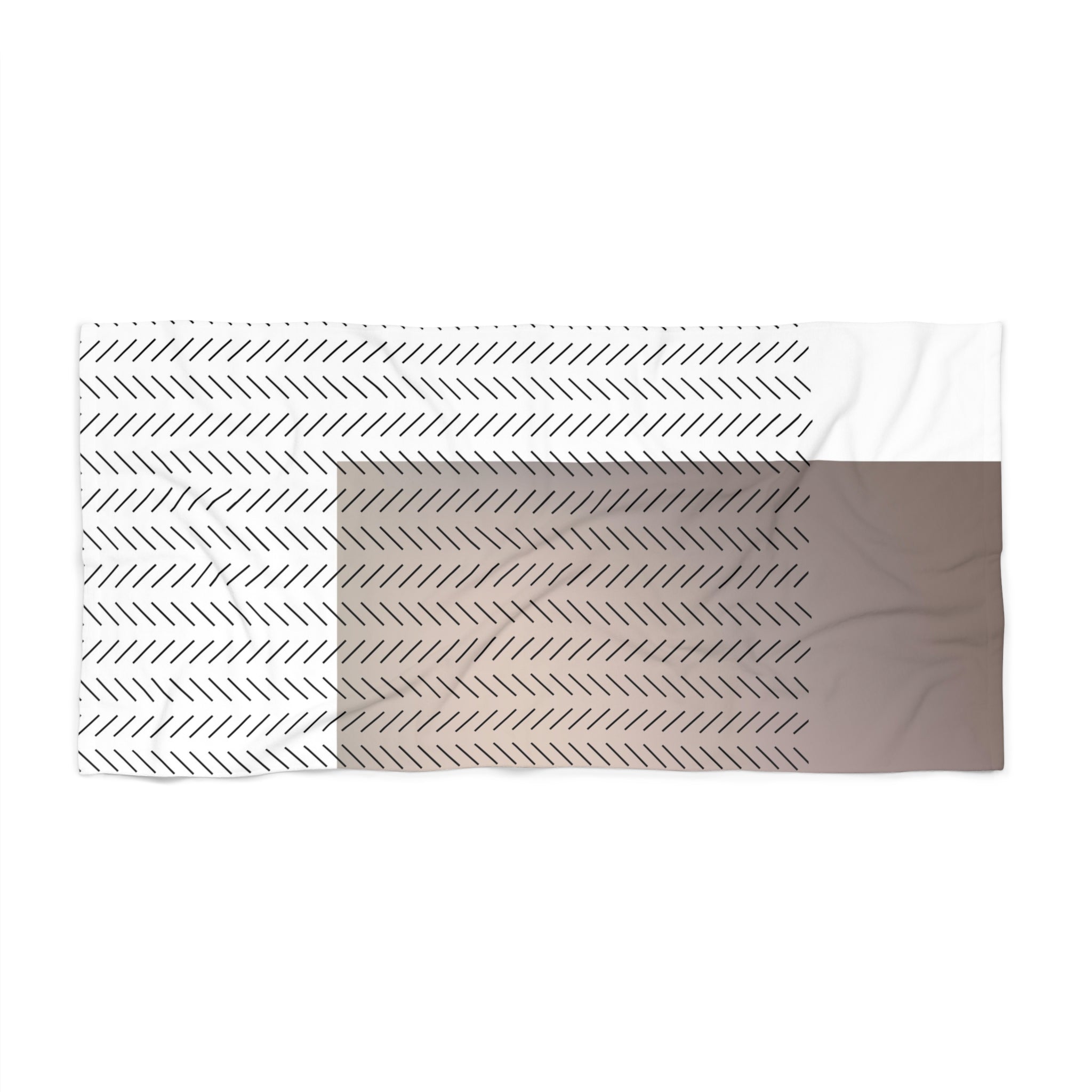 Bath Towel | Art Deco Geometric White Beige Black