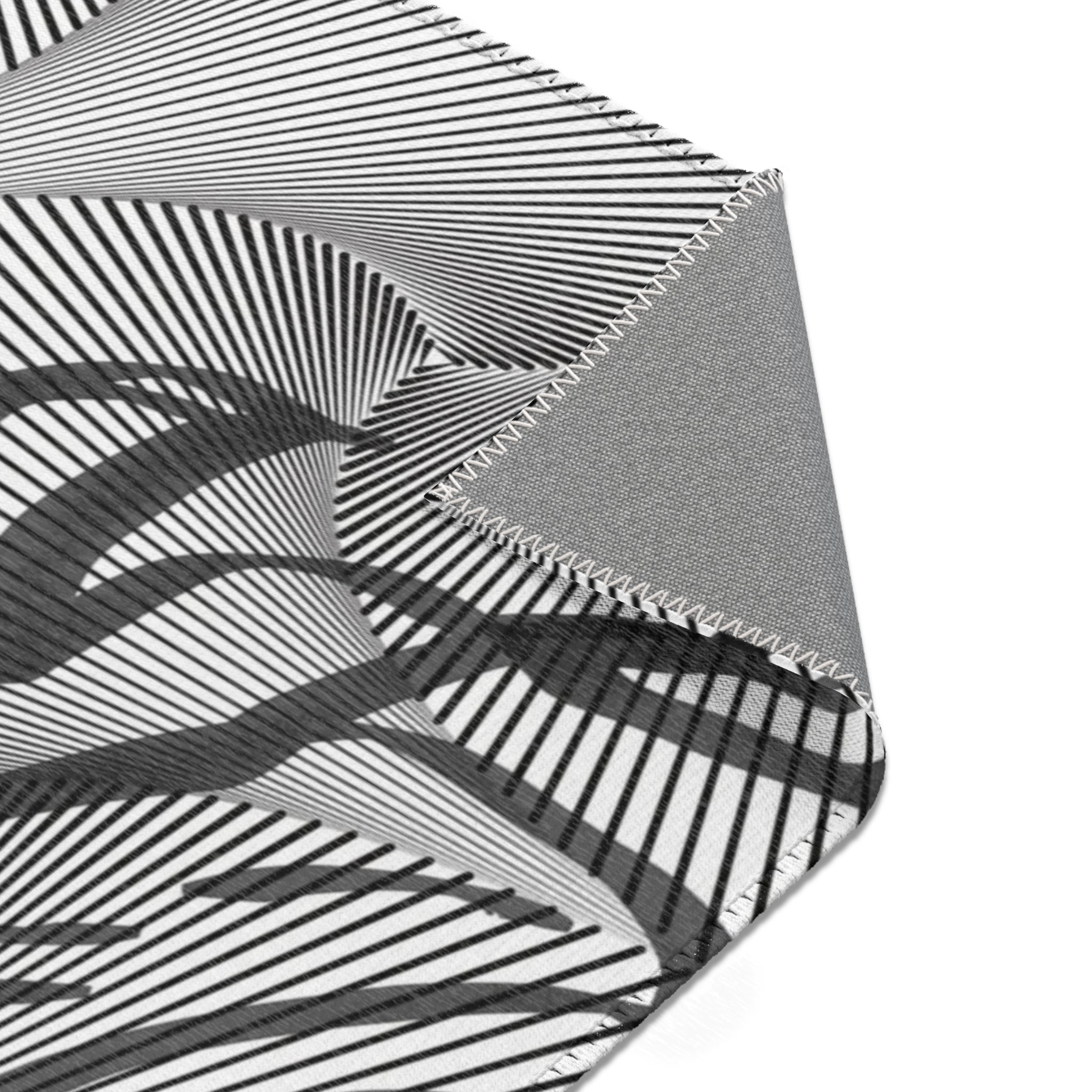 Boho Area Rug | Black White, Line Art, Floral Rug