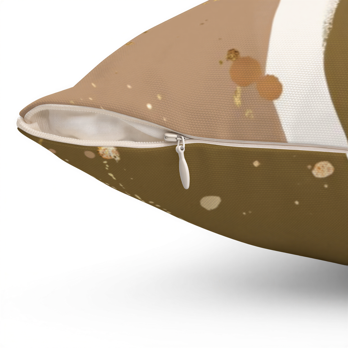 Abstract Pillow Cover Brown Green Beige close-up of the fabric detail