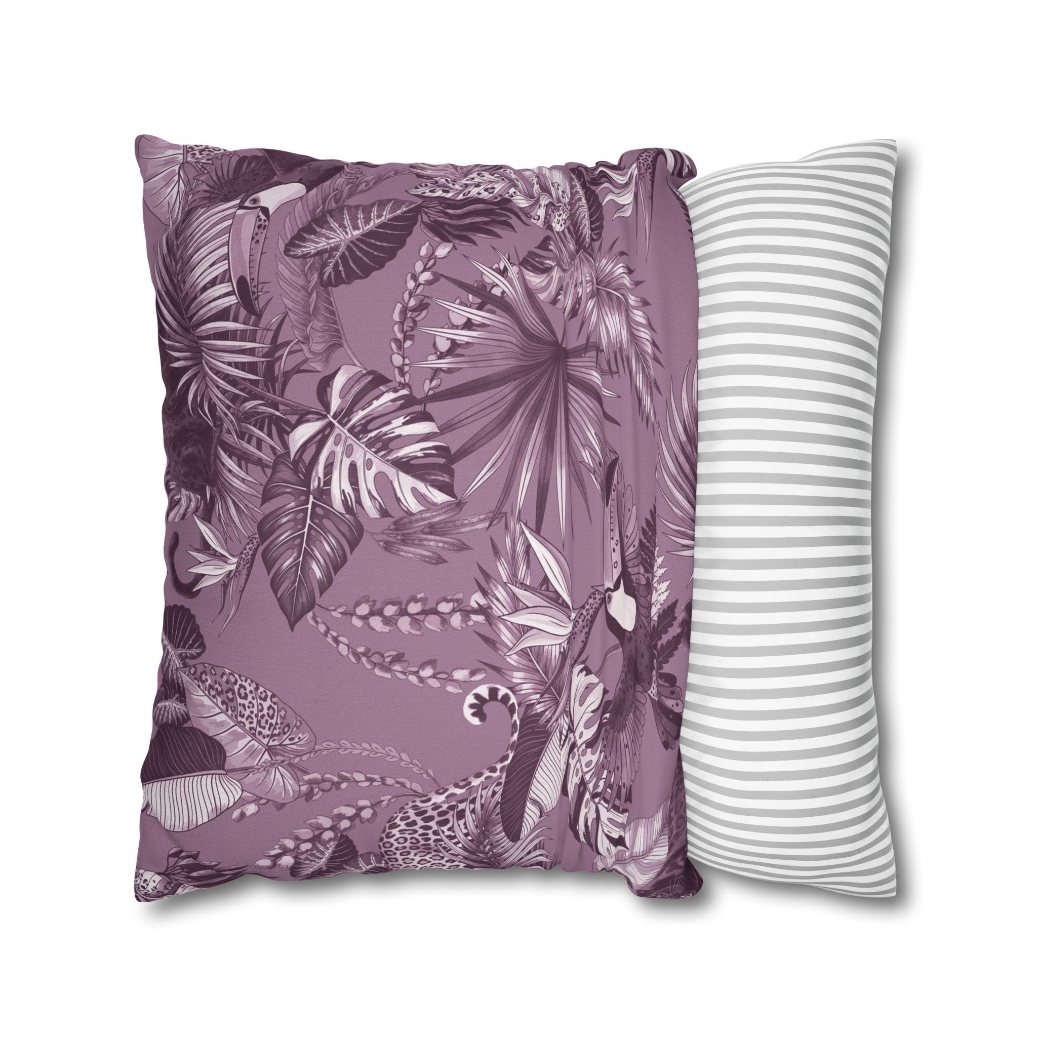 Jungel Throw Pillow Cover, Plum Coastal Nature Decor Cushion