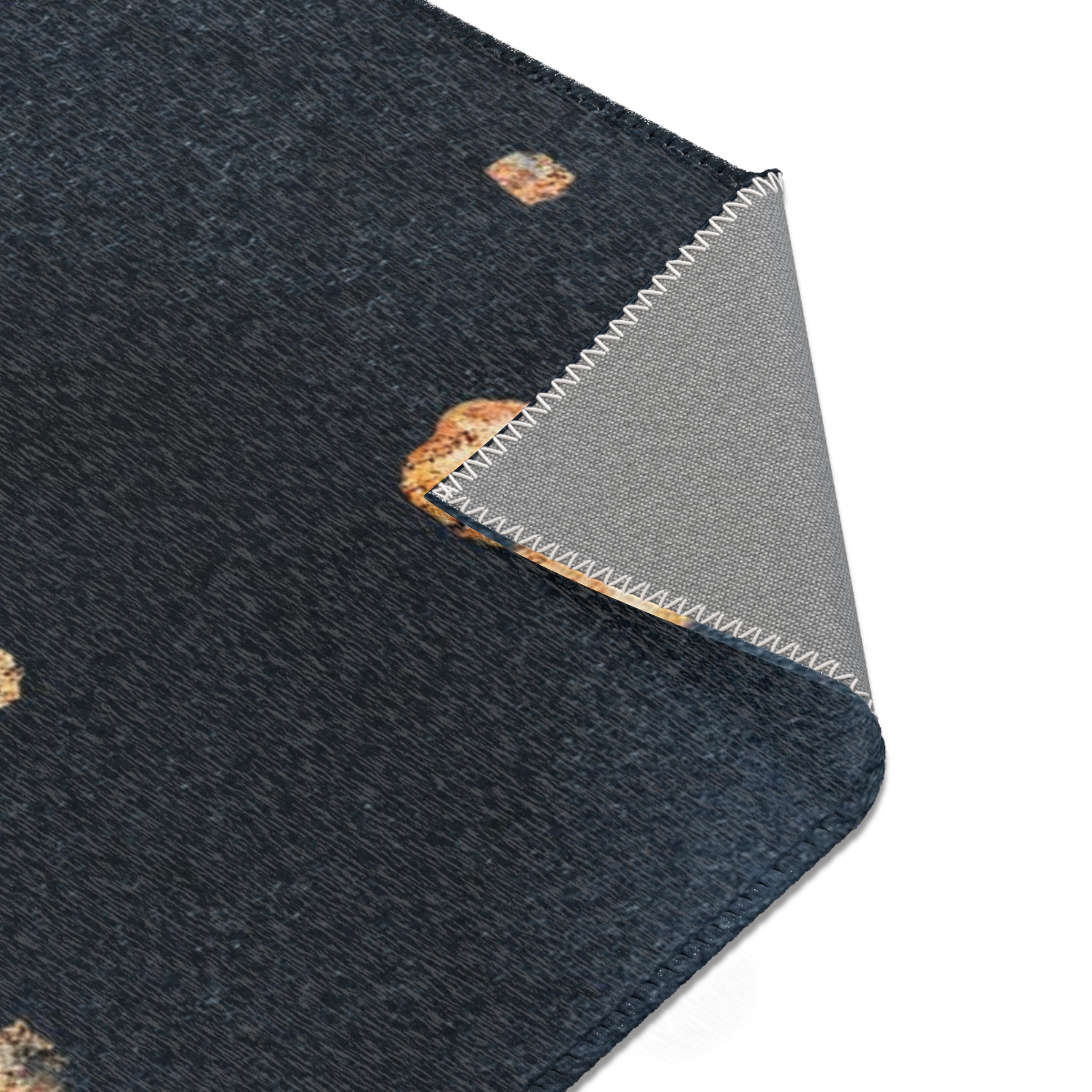 Abstract Boho Area Rug | Navy Blue, White Blush Pink Watercolor