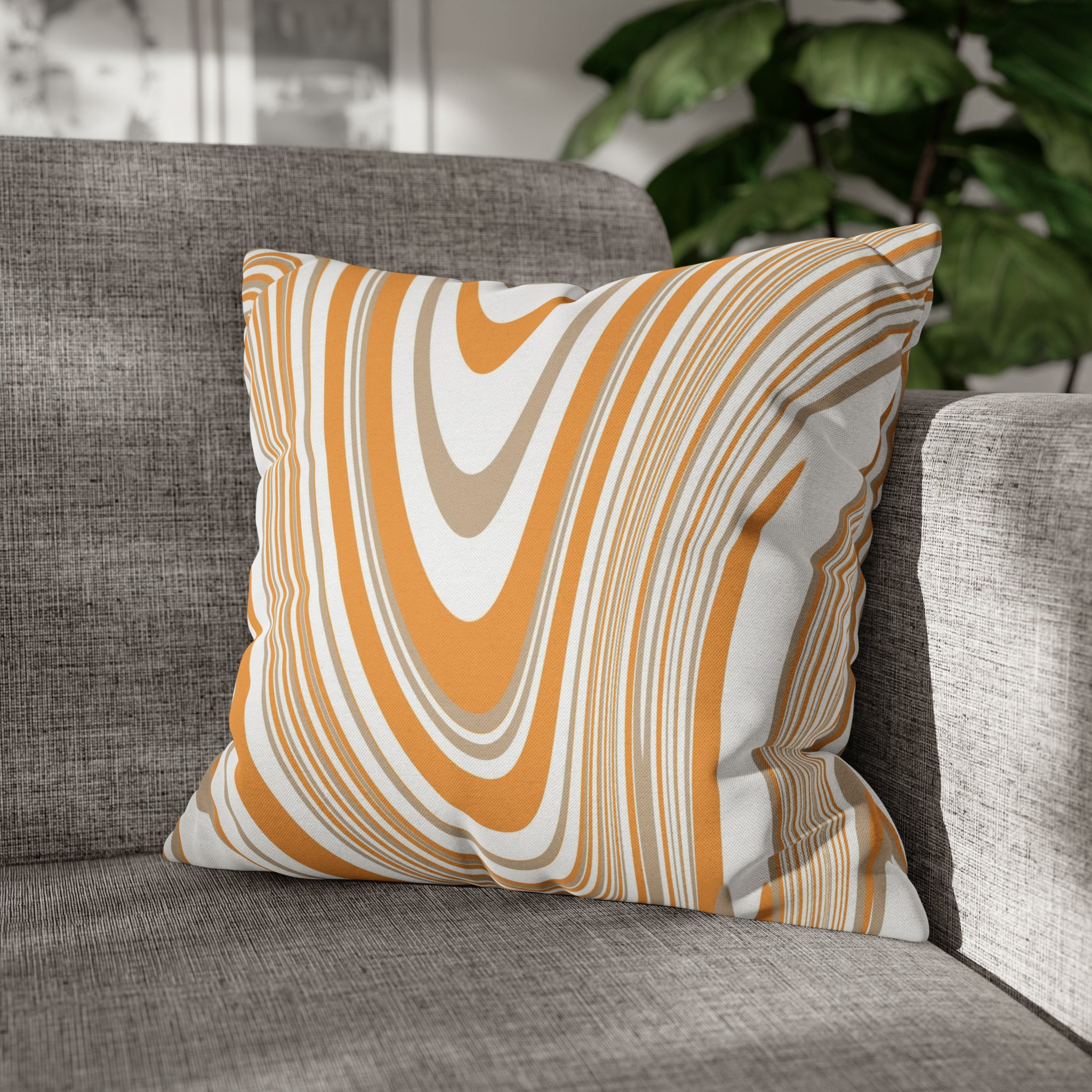 Abstract Pillow Cover | Orange Beige White