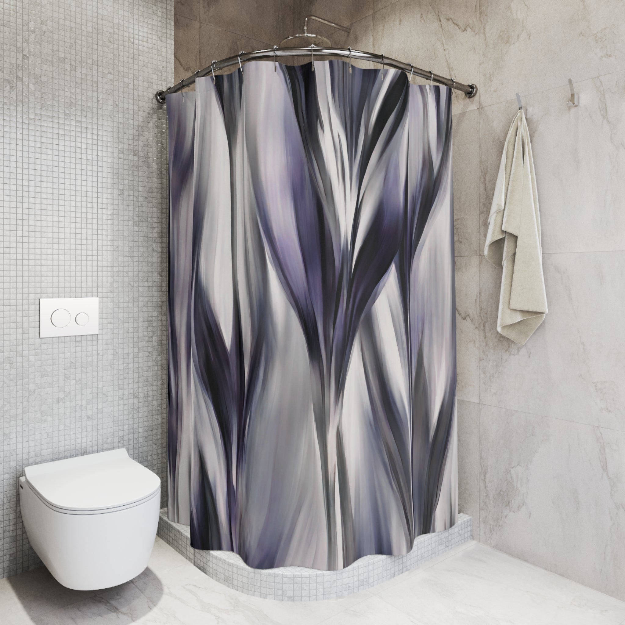 Abstract Dark Shower Curtain | Grey Bathroom Decor