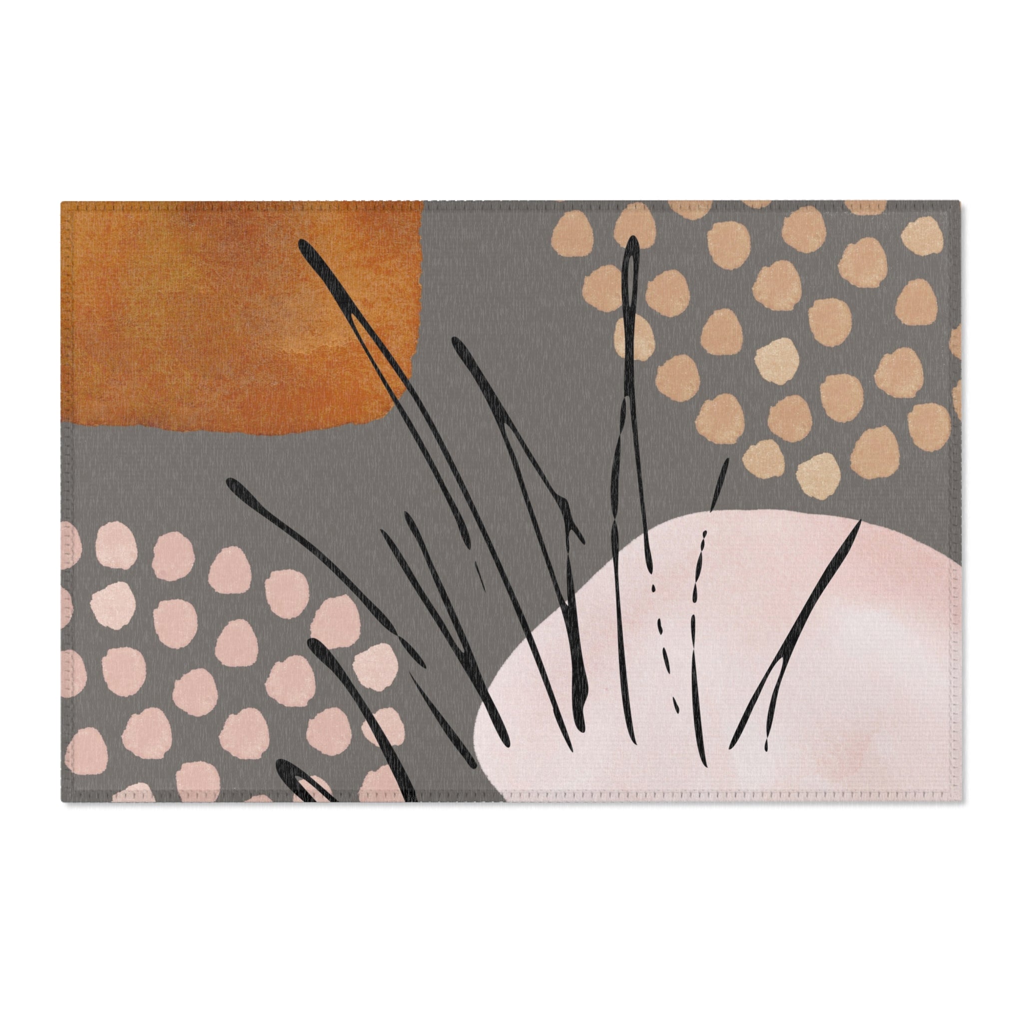 Abstract Area Rug | Blush Pink Grey Watercolor