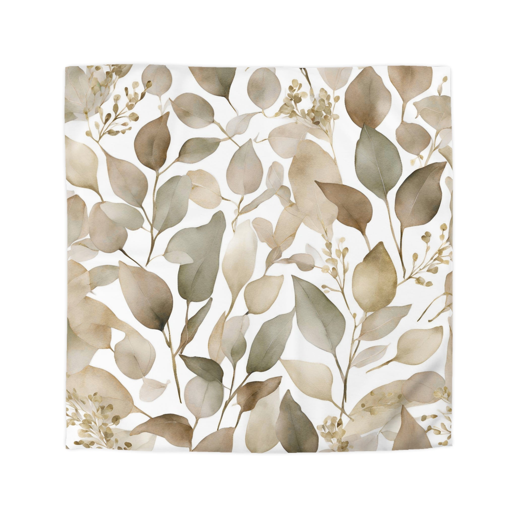 Floral Duvet, Pillow Cover | White Beige Earthy Nature Bedroom Decor