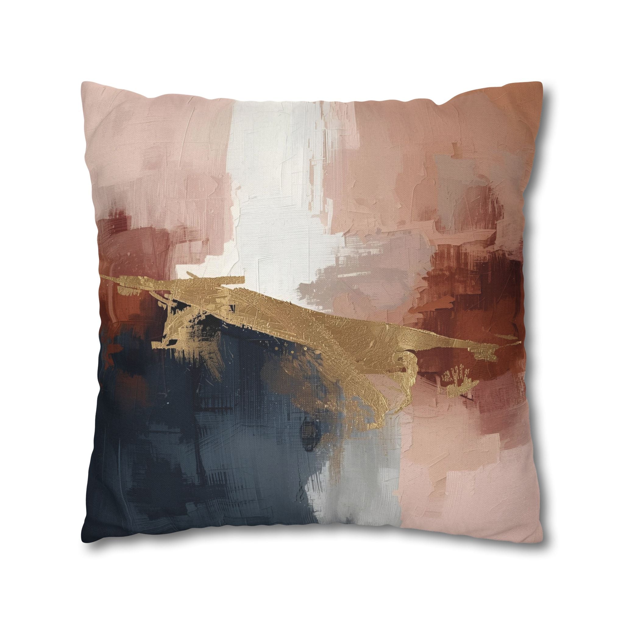Abstract Pillow Cover | Earthy Neutral Blue Pink Rust