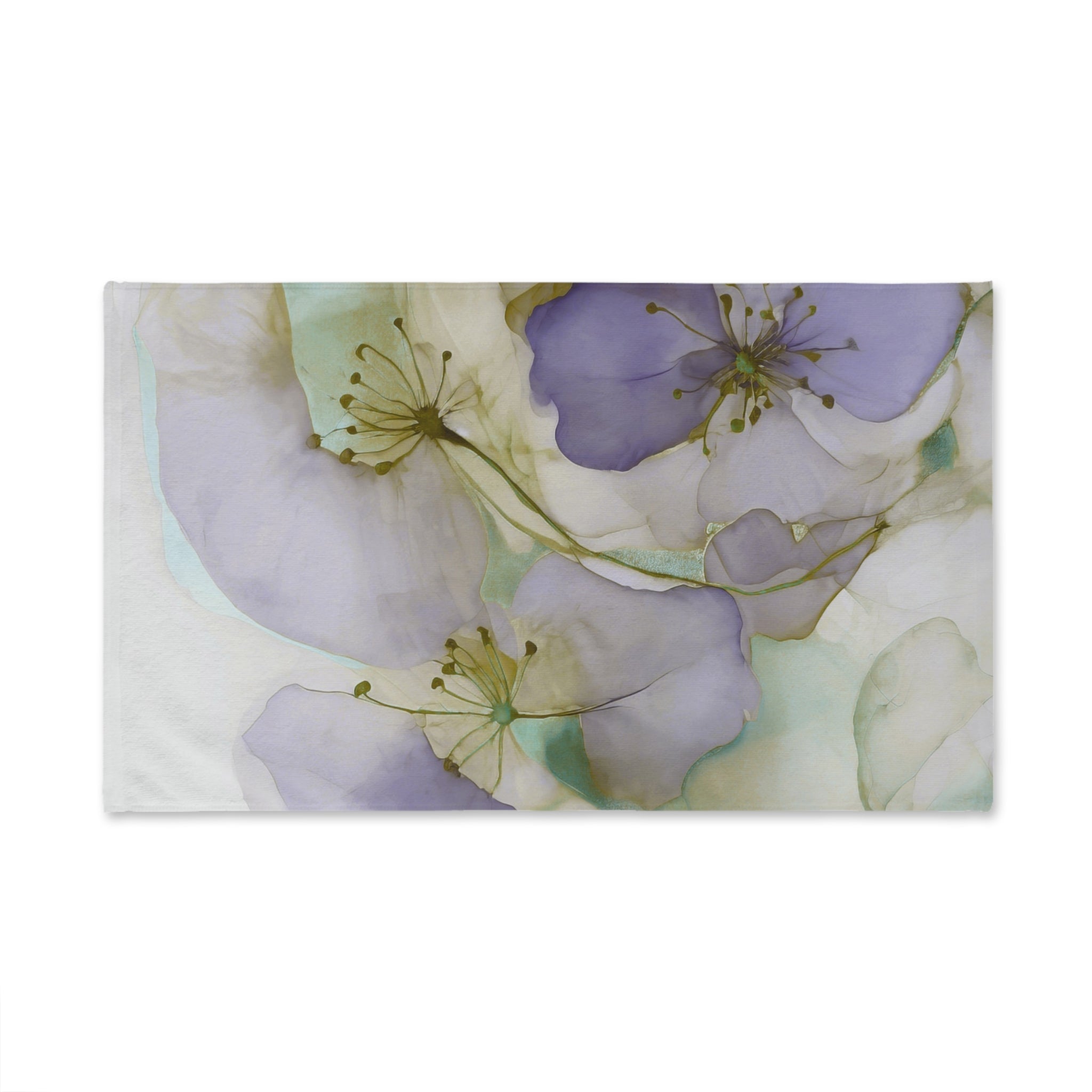 Abstract Kitchen, Hand Towel | Artsy Floral Lavender Purple, Sage Green Towel