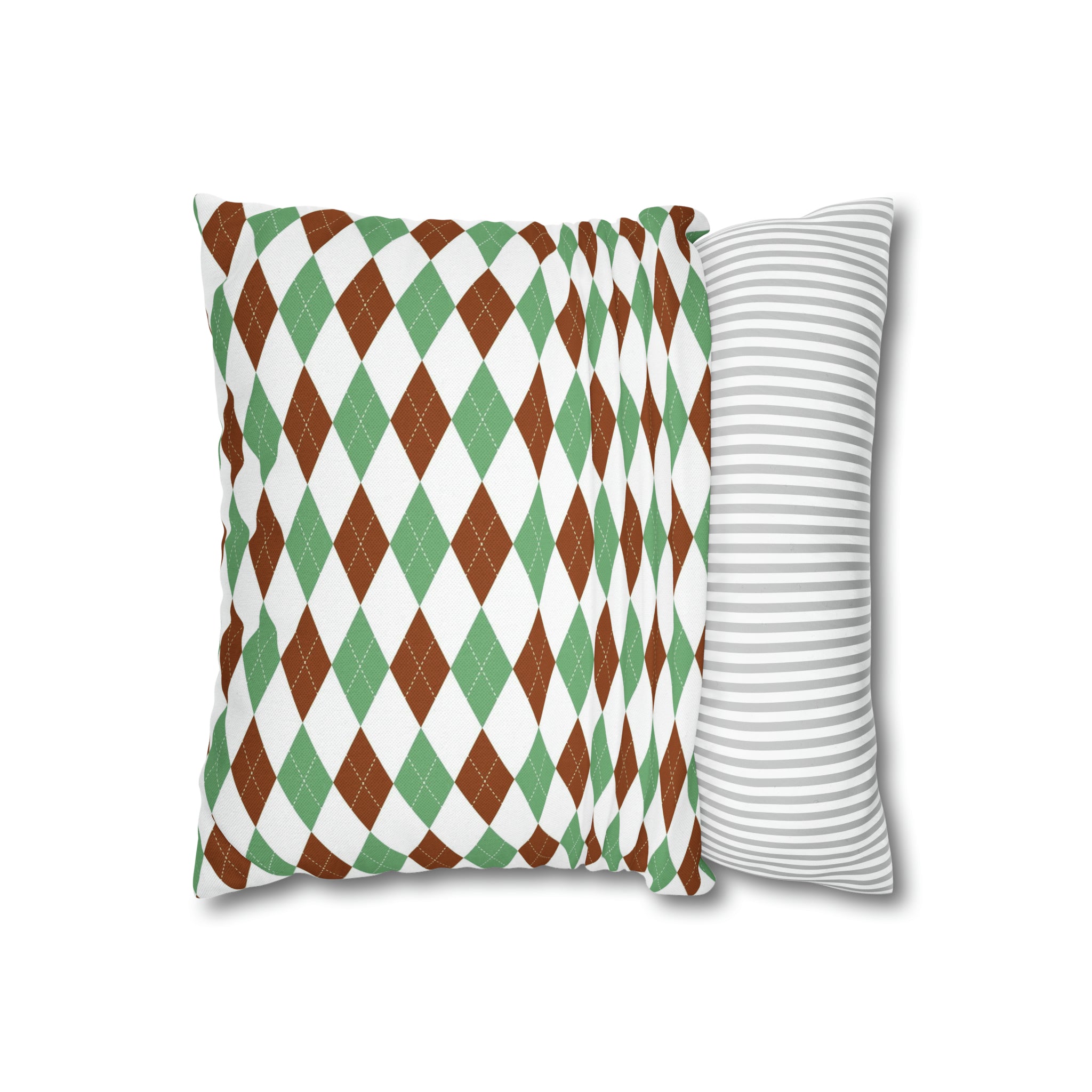 Argyle Pillow Cover | Diamond Checkered, Sage Green Brown