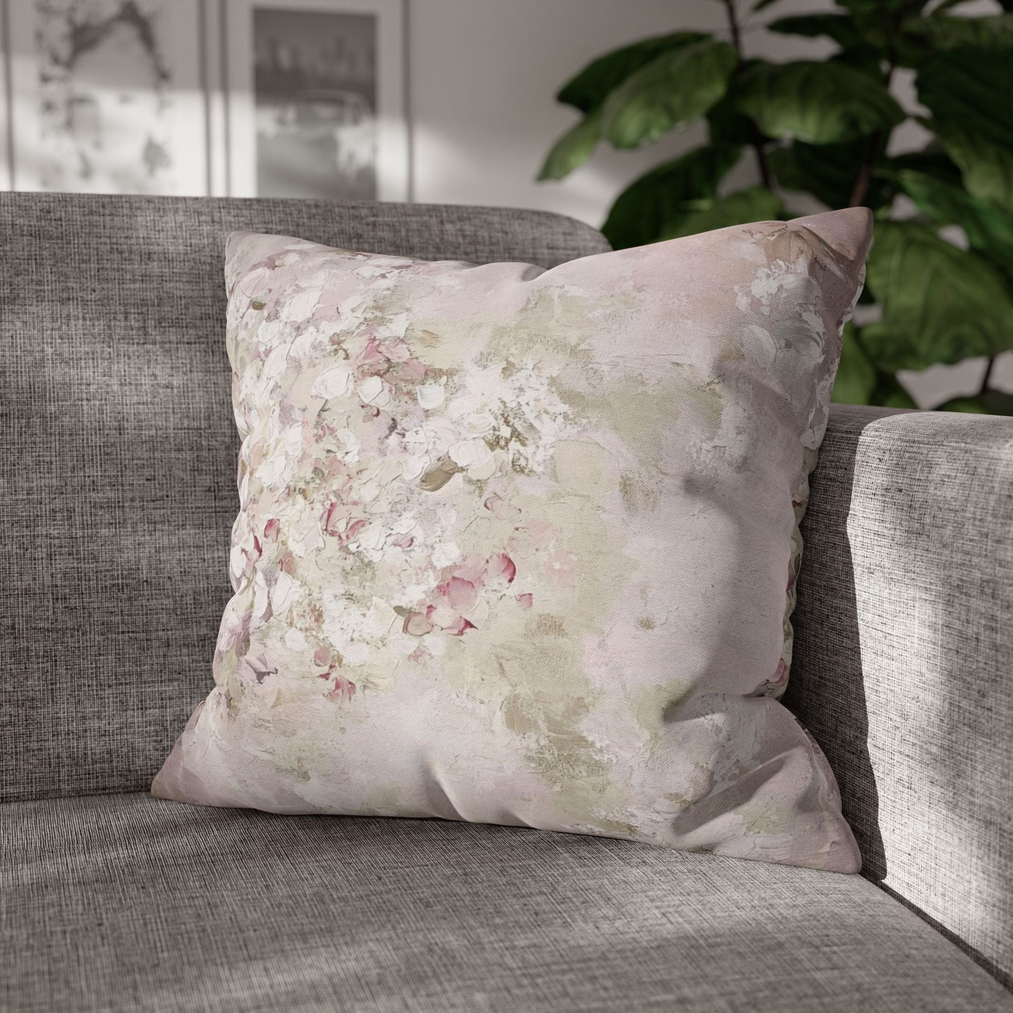 Botanical Watercolor Throw Pillow Cover | Pastel Blush Decor
