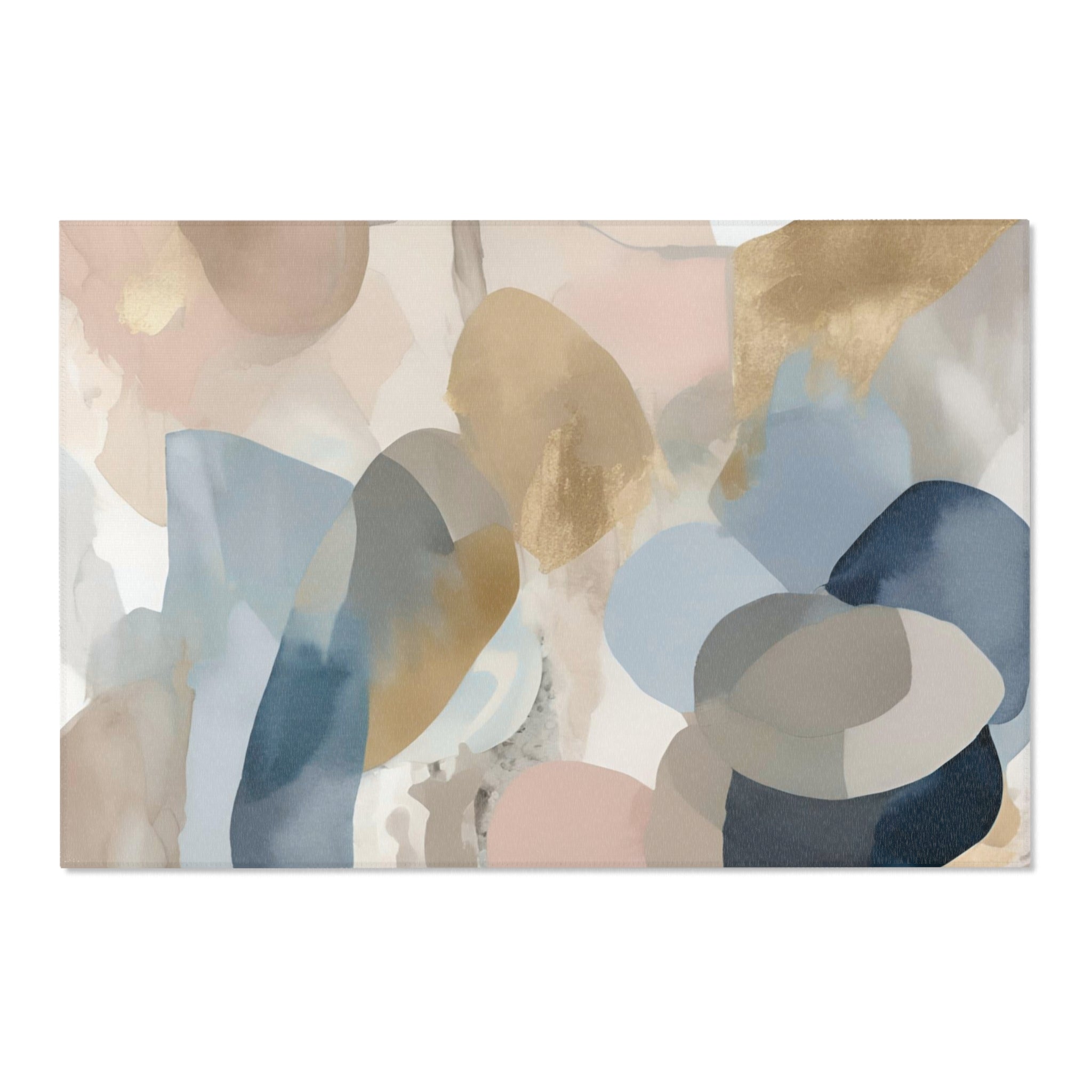 Abstract Area Rug | Sky Deni Blue, Grey Blush Pink Grey Beige Watercolor
