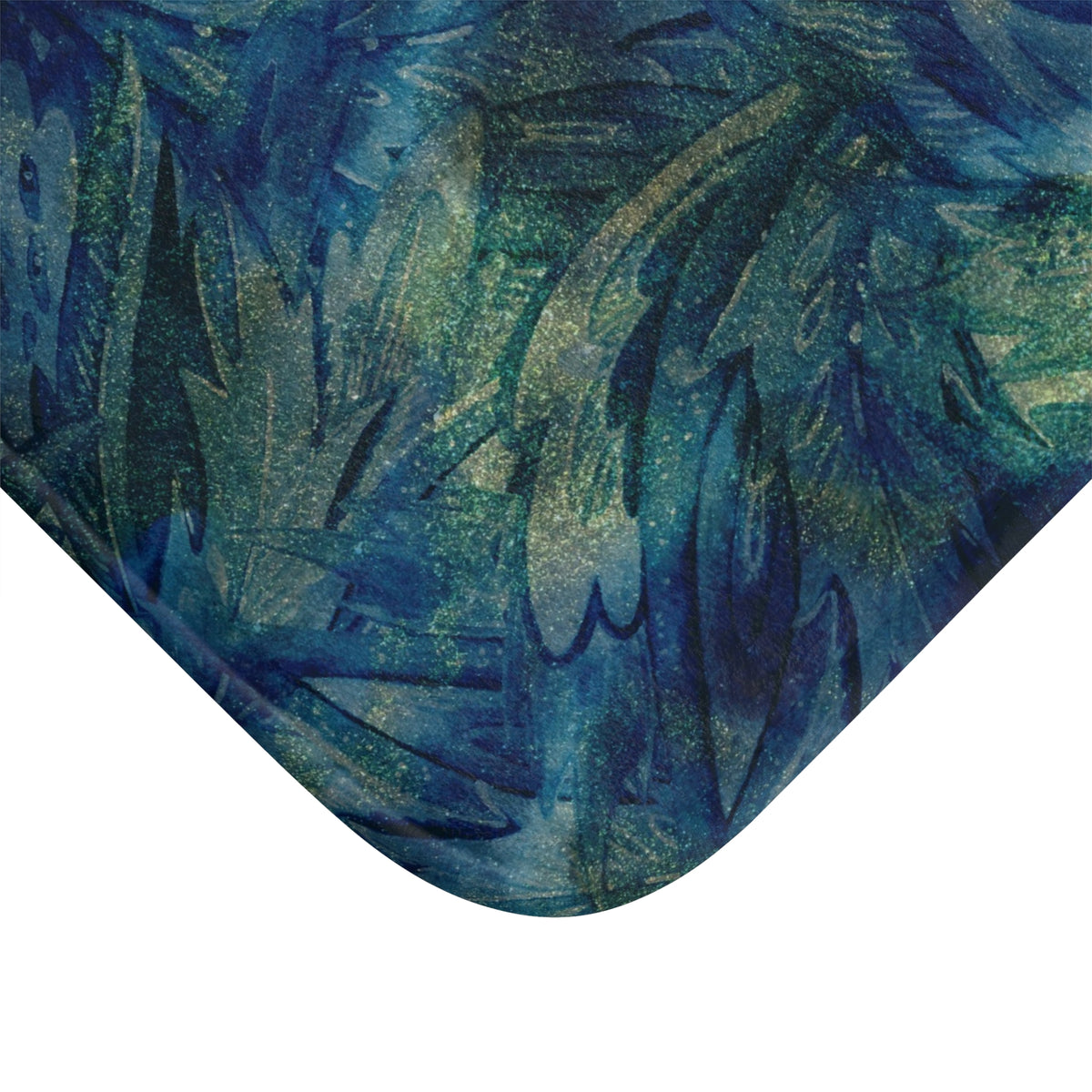 Navy Olive Abstract Leaf Bath Mat, Kitchen Mat
