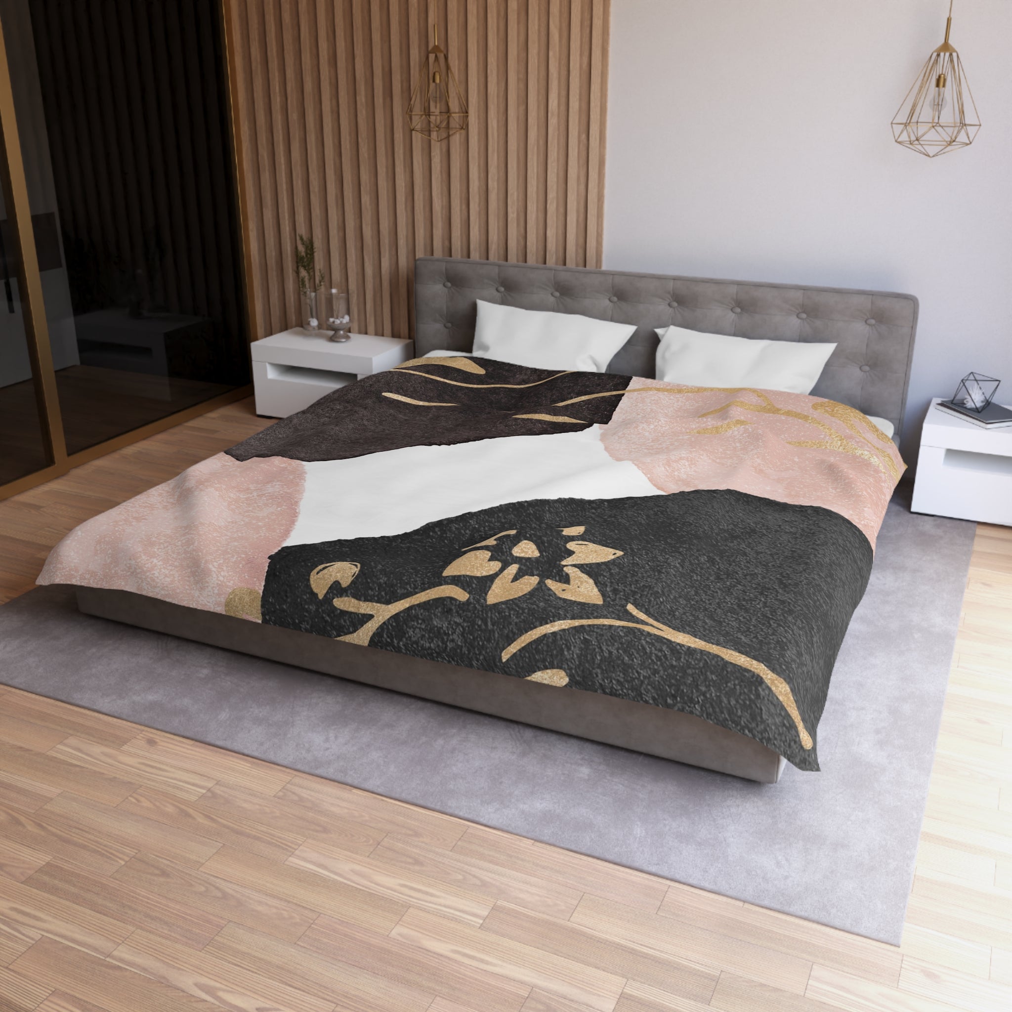 Abstract Duvet Cover | Grey, Blush Pink | Bedroom Decor