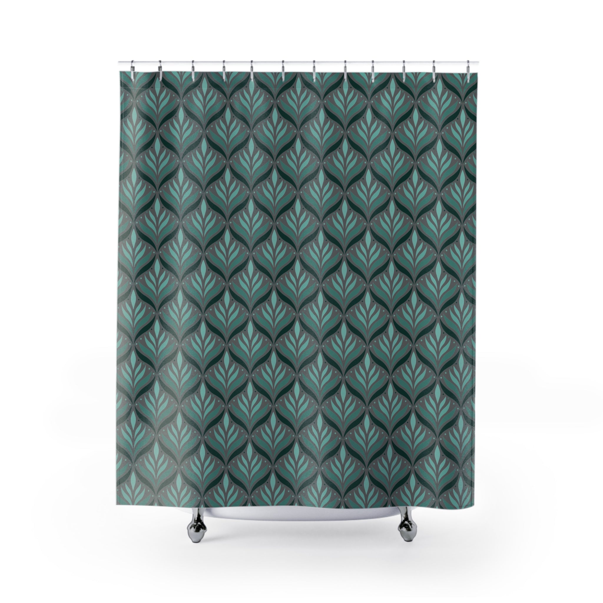 Art Deco Shower Curtain | Green Grey Art Nouveau
