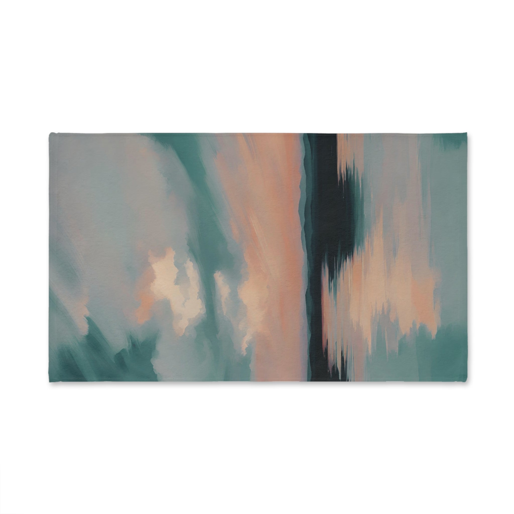 Abstract Kitchen, Bath Hand Towel | Ocean Sunset, Teal Orange