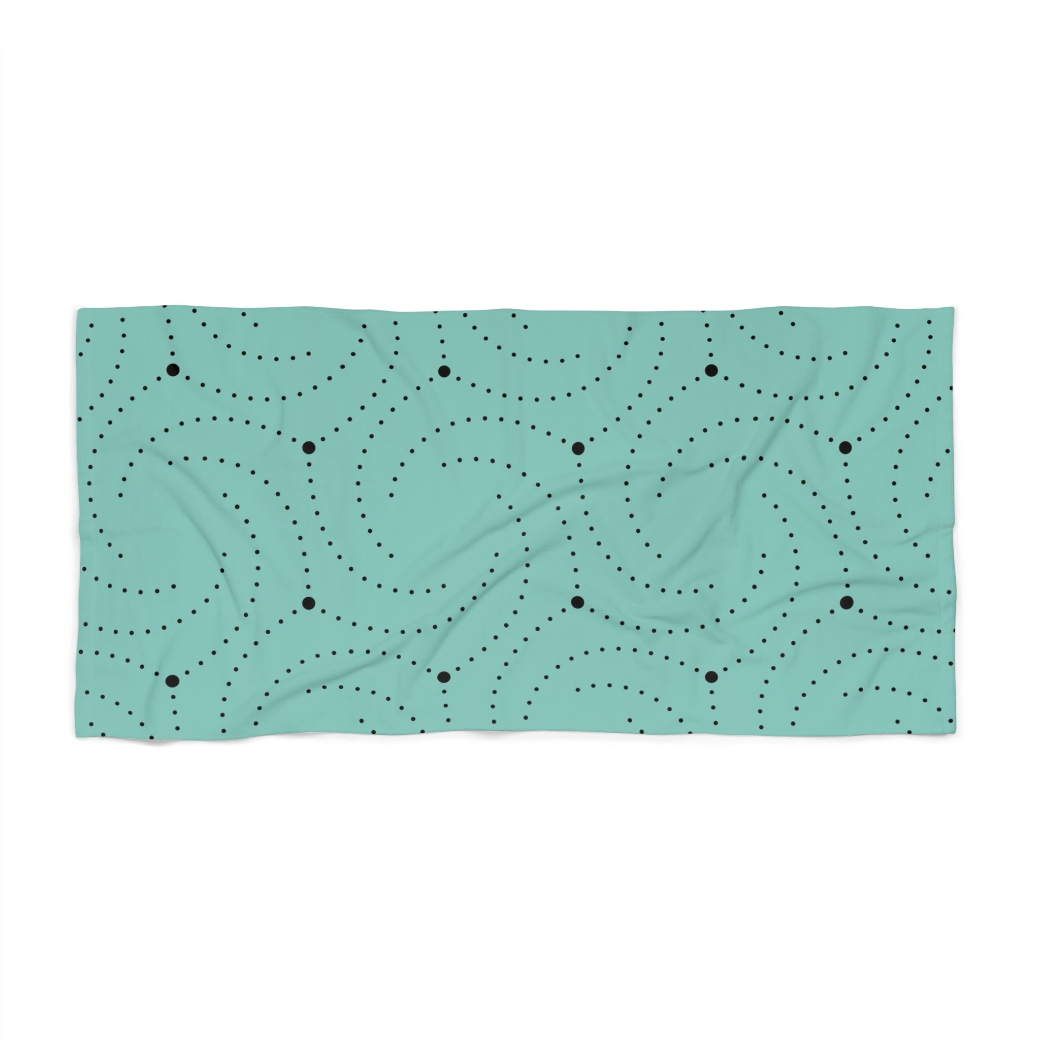 Art Deco Bath, Beach Towel | Black Teal Sage Green, Minimalist Geometric