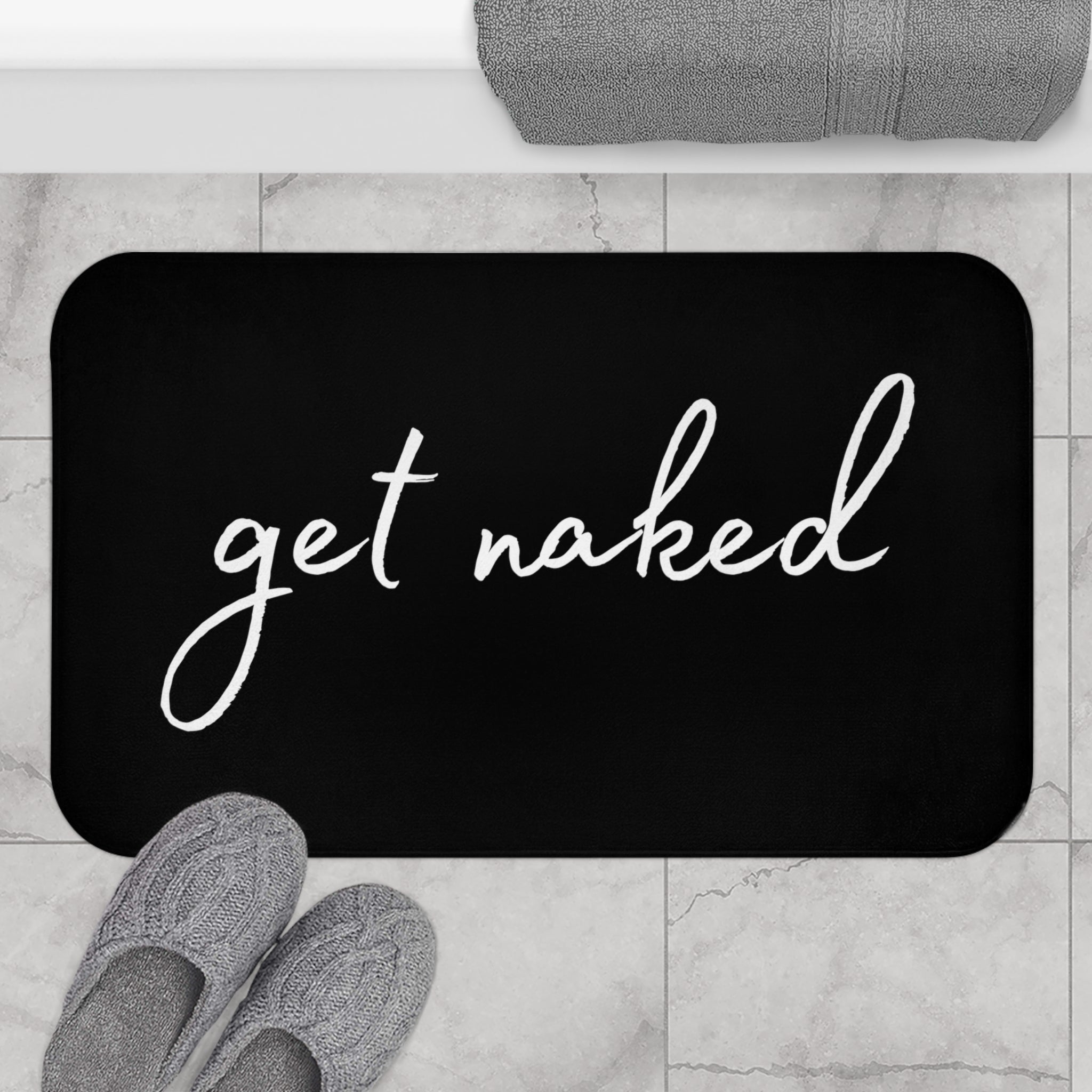 Get Naked Bath Mat | Black Cute Bath Rug