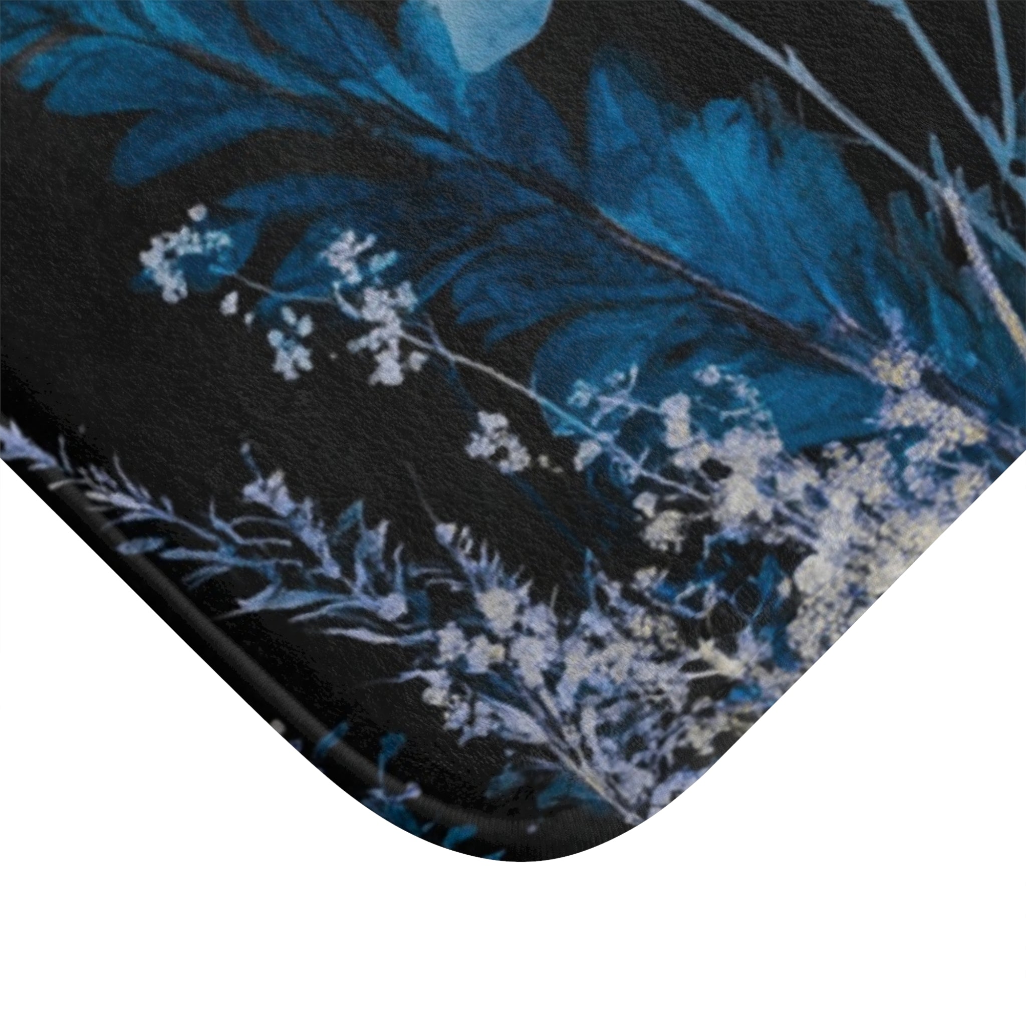 Abstract Bath Mat | Grey Blue Butterflies Watercolor Kitchen Mat