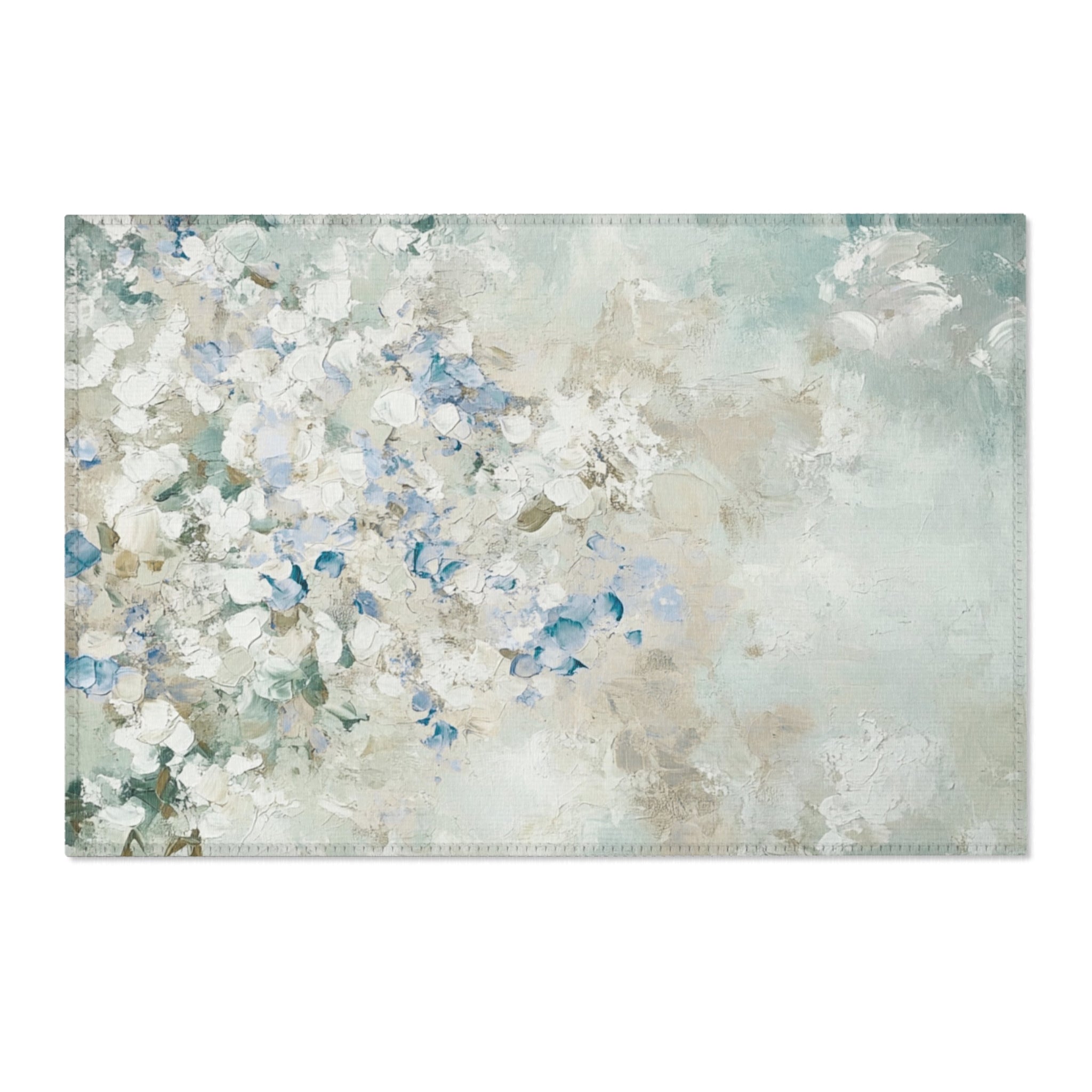 Abstract Large Area Rug | Mint Blue White Green Watercolor Rug