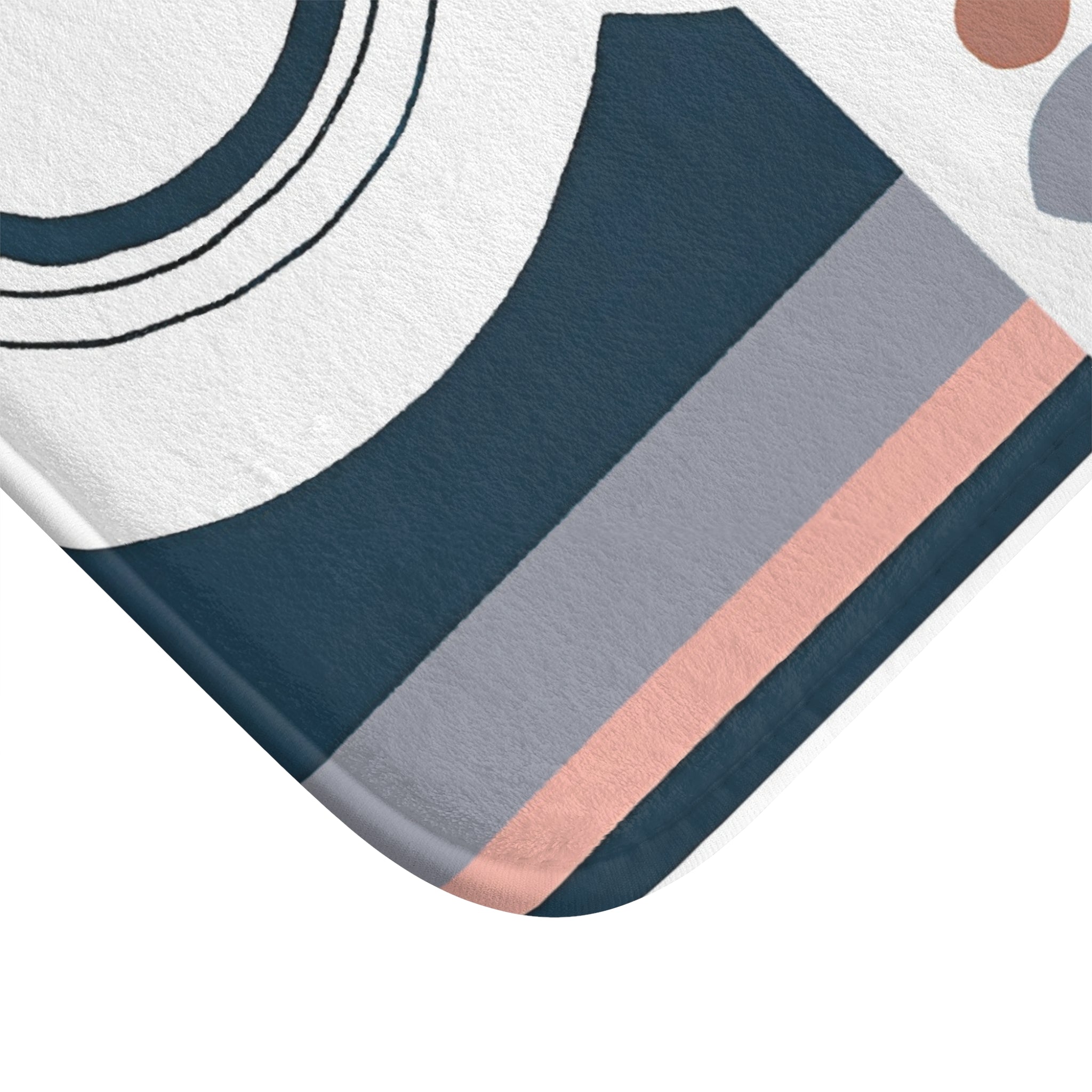 Boho Bath Mat | Geometric, Mid Century Earthy White Kitchen Mat