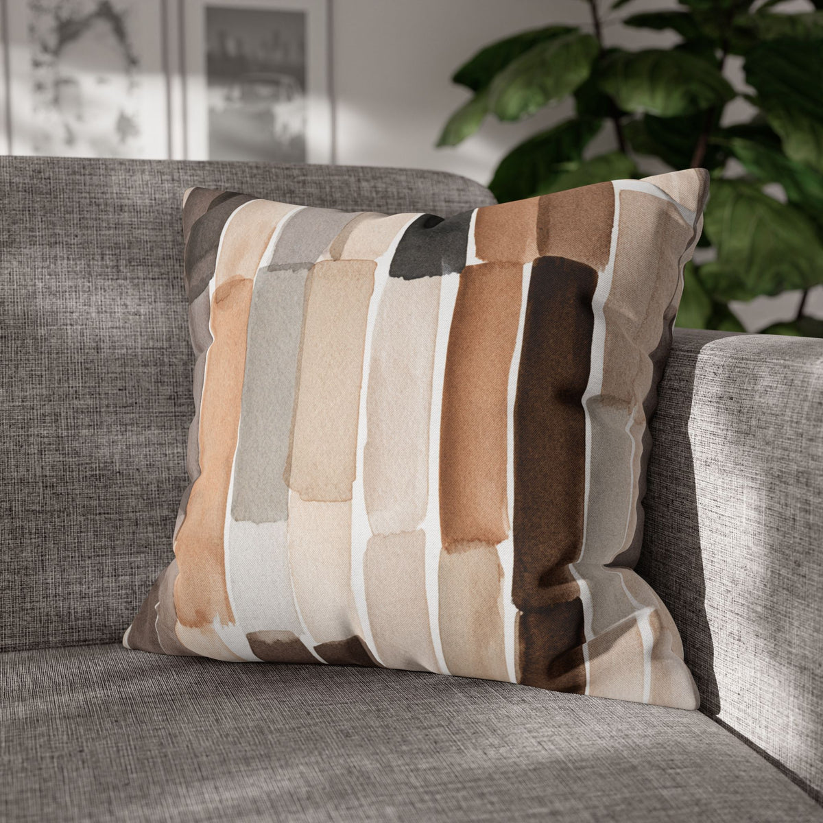 Abstract Pillow Cover | Taupe Brown Stripe Pillowcase