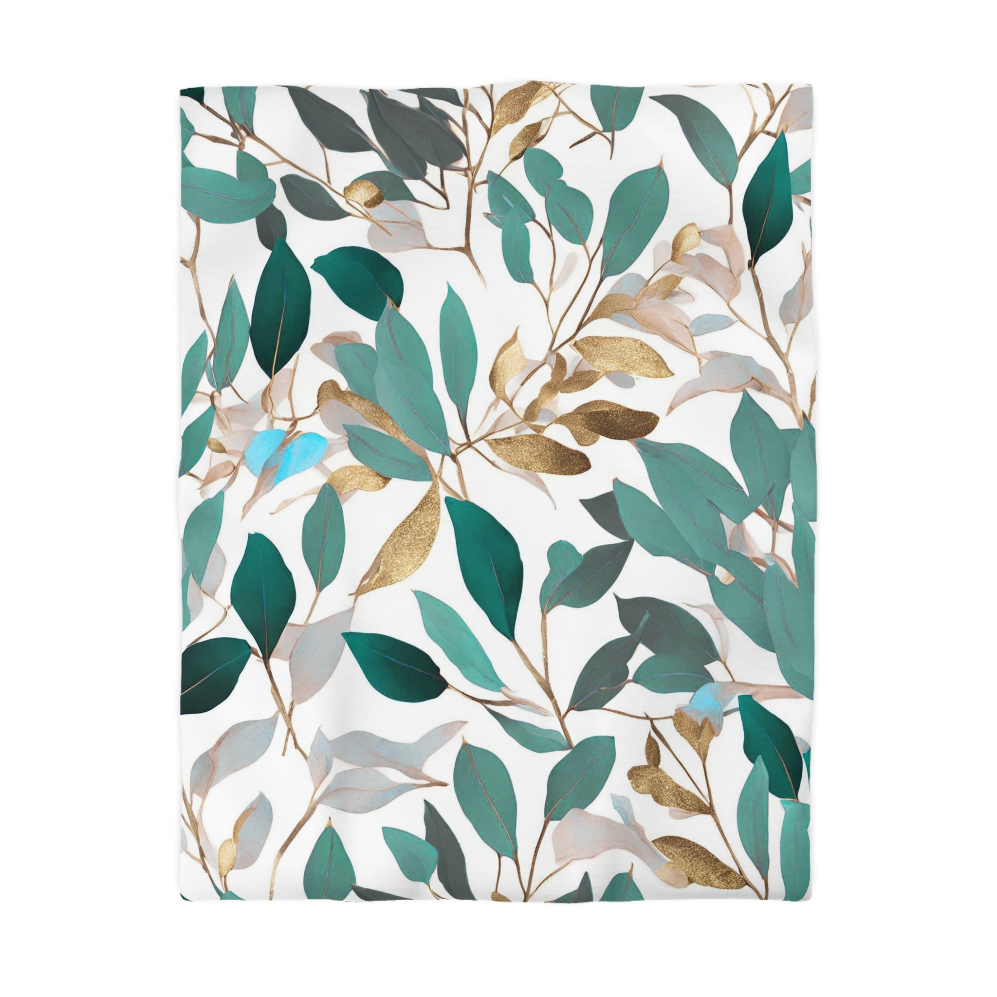 Floral Duvet, Pillow Cover | Teal Green Grey White Bedroom Decor