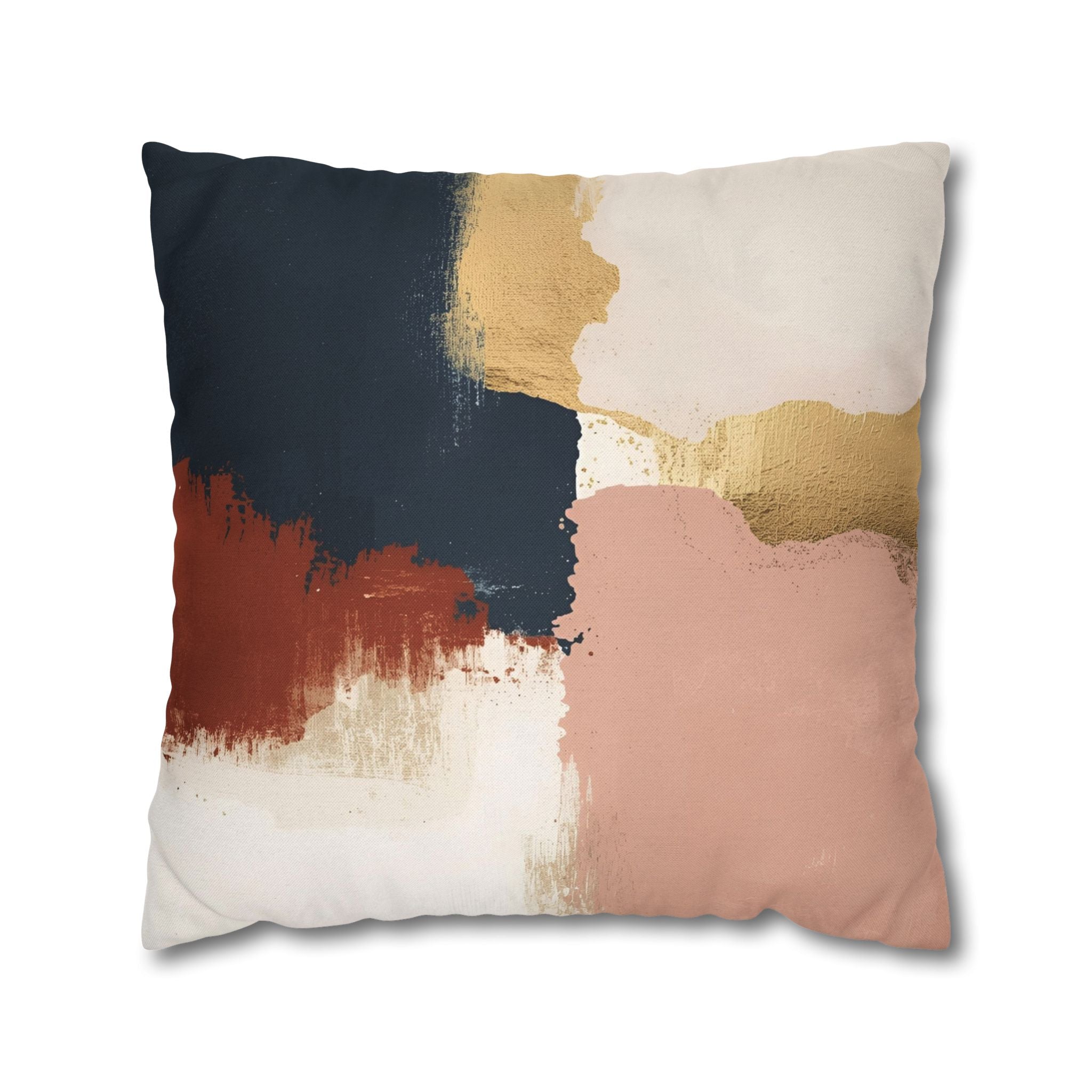 Abstract Pillow Cover | Earthy Neutral Blue Pink Rust