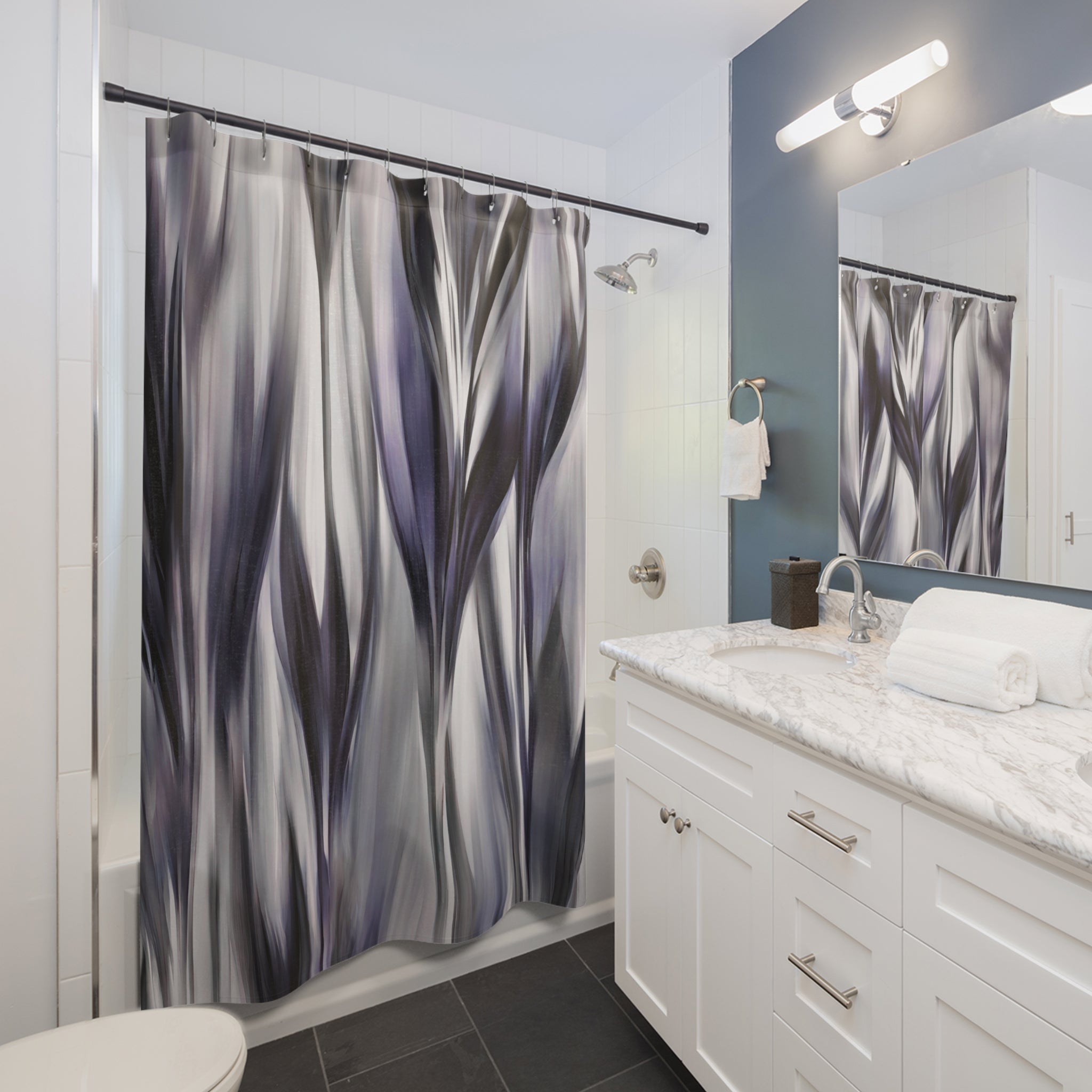 Abstract Dark Shower Curtain | Grey Bathroom Decor