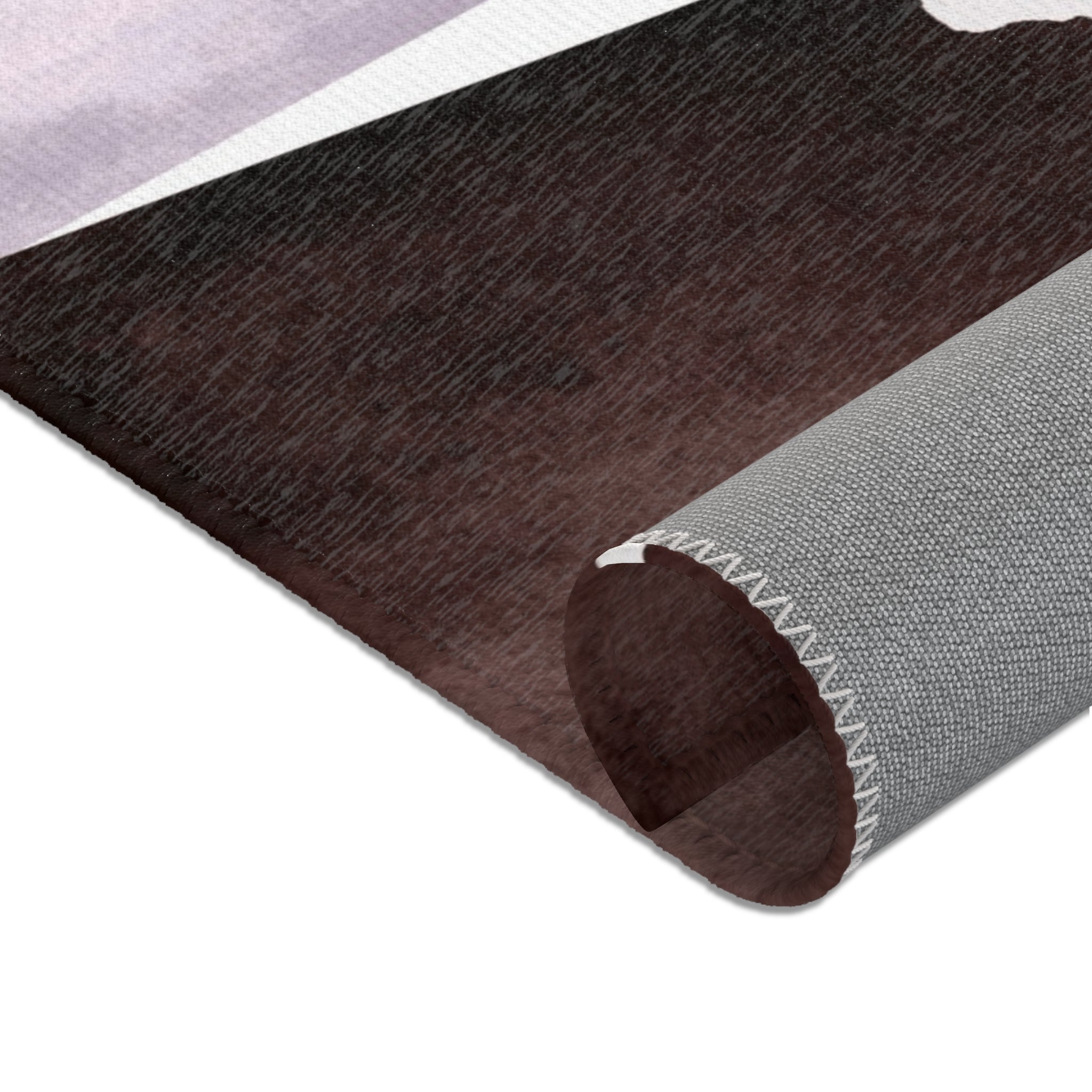 Abstract Area Rug | Geometric Watercolor, Brown Purple Lavender White