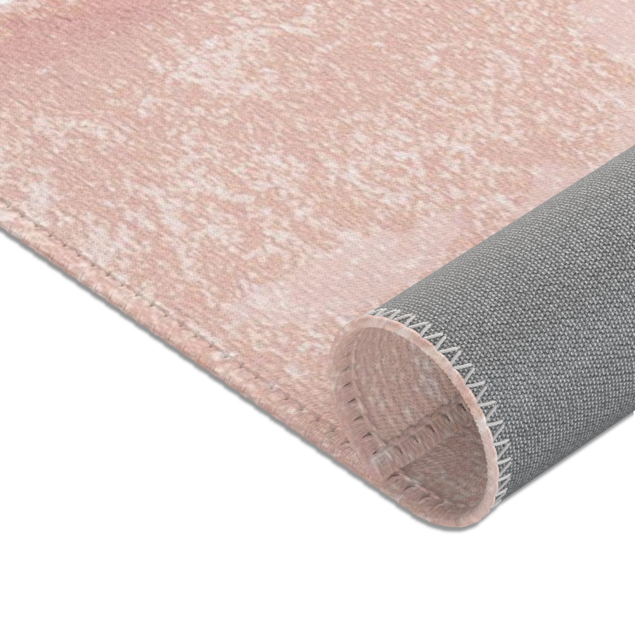 Abstract Boho Rectangle Area Rug | Modern Blush Pink, Navy Blue