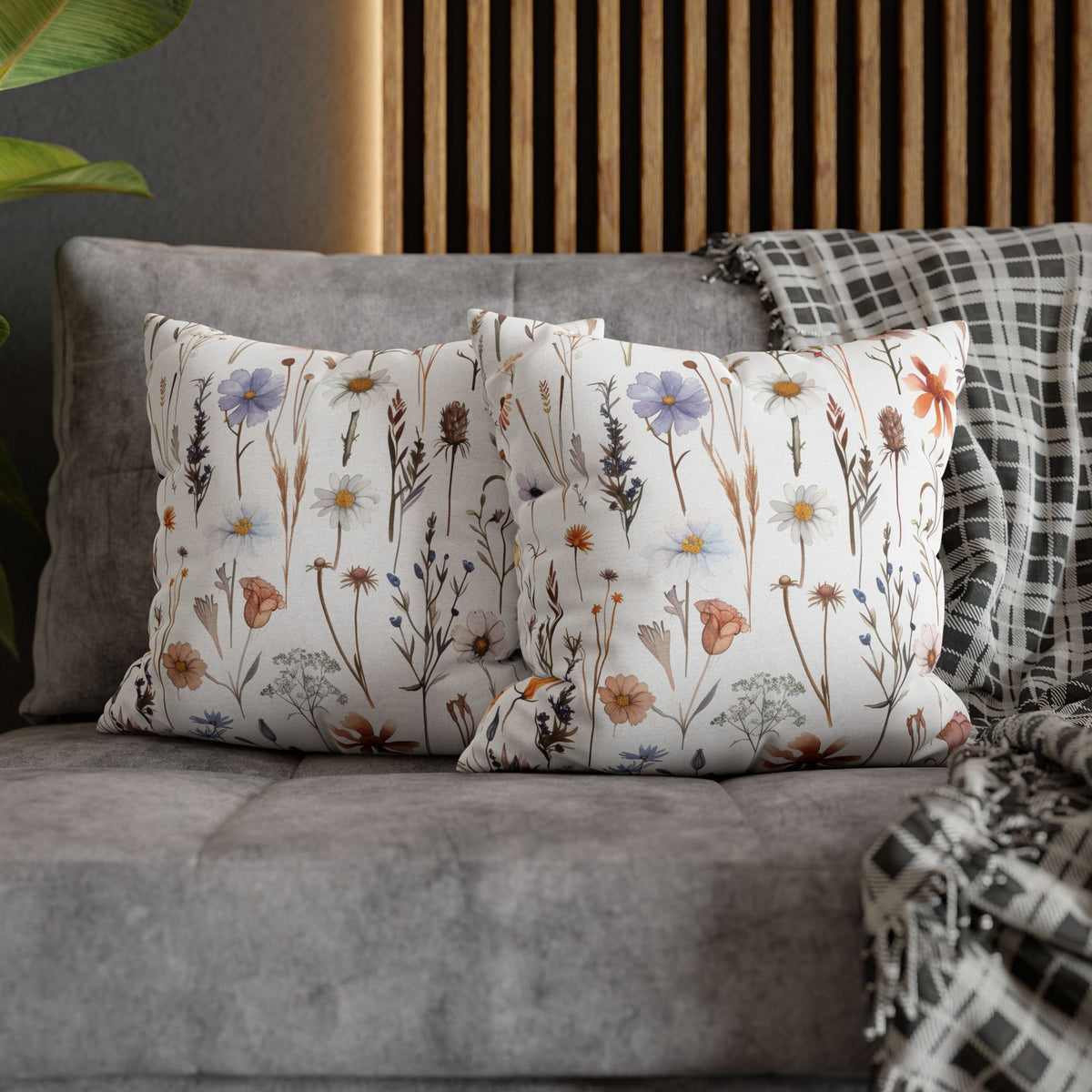 Orange Daisy Wildflower Pillow Cover | Terracotta Lavender