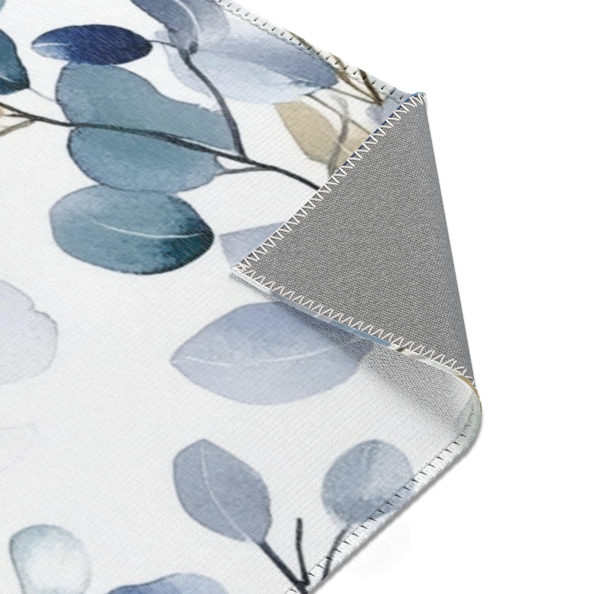 Floral Leaves Large Area Rug | Blue Modern Watercolor Rug