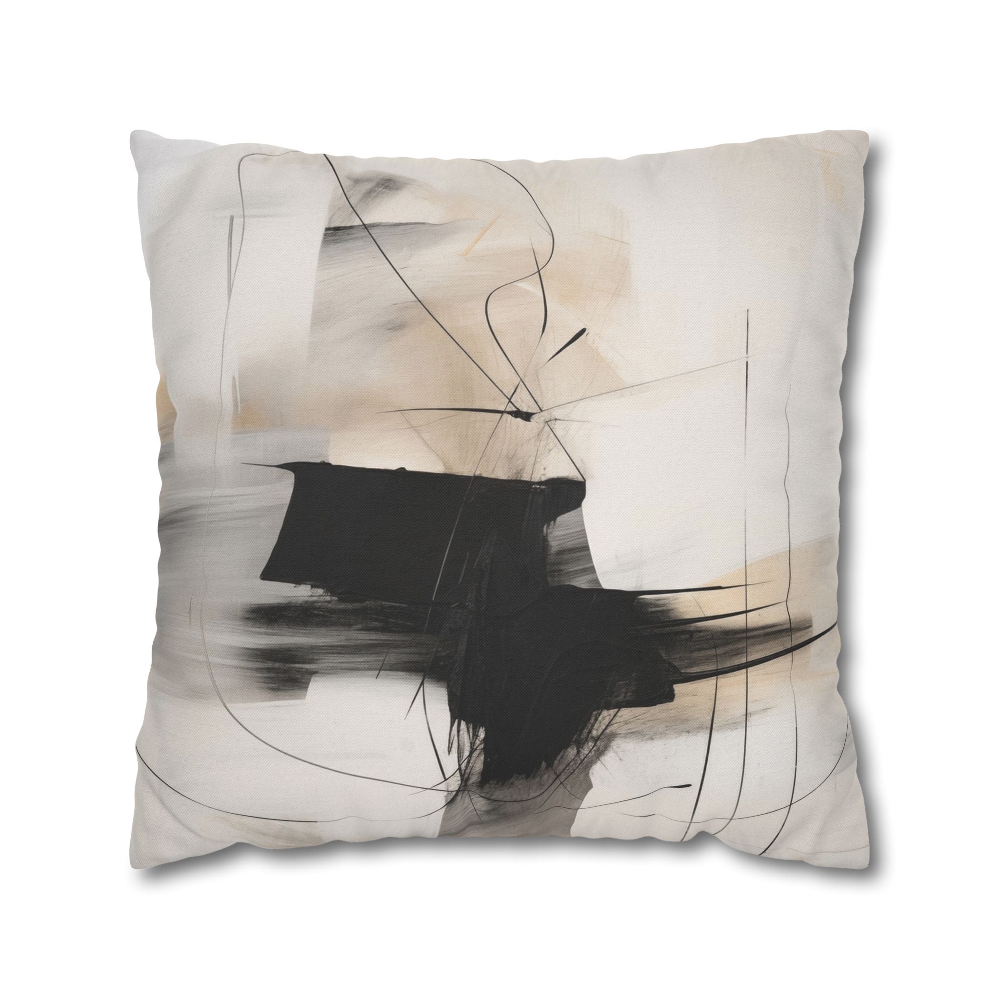 Abstract Pillow Cover | Black White Grey Beige