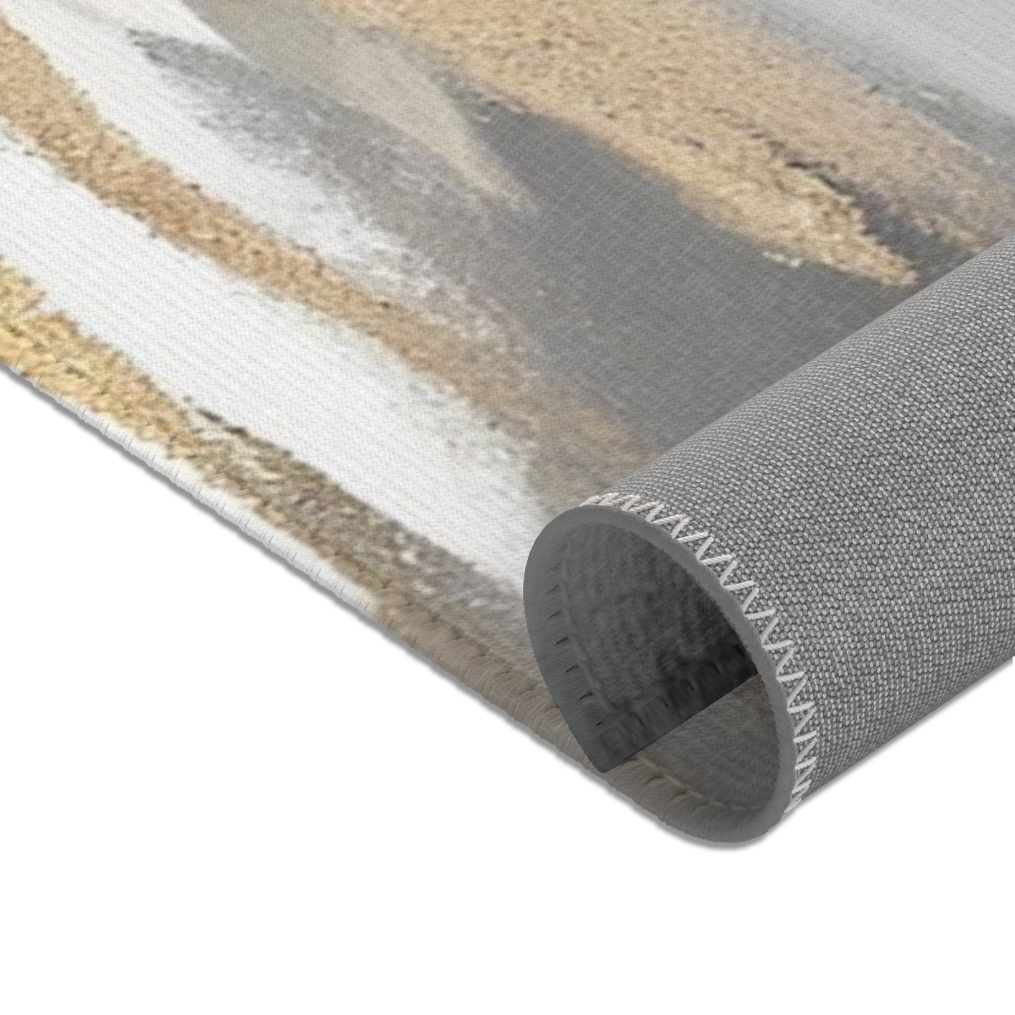 Modern Area Rug | Abstract Black, White Grey, Muted Gold Beige