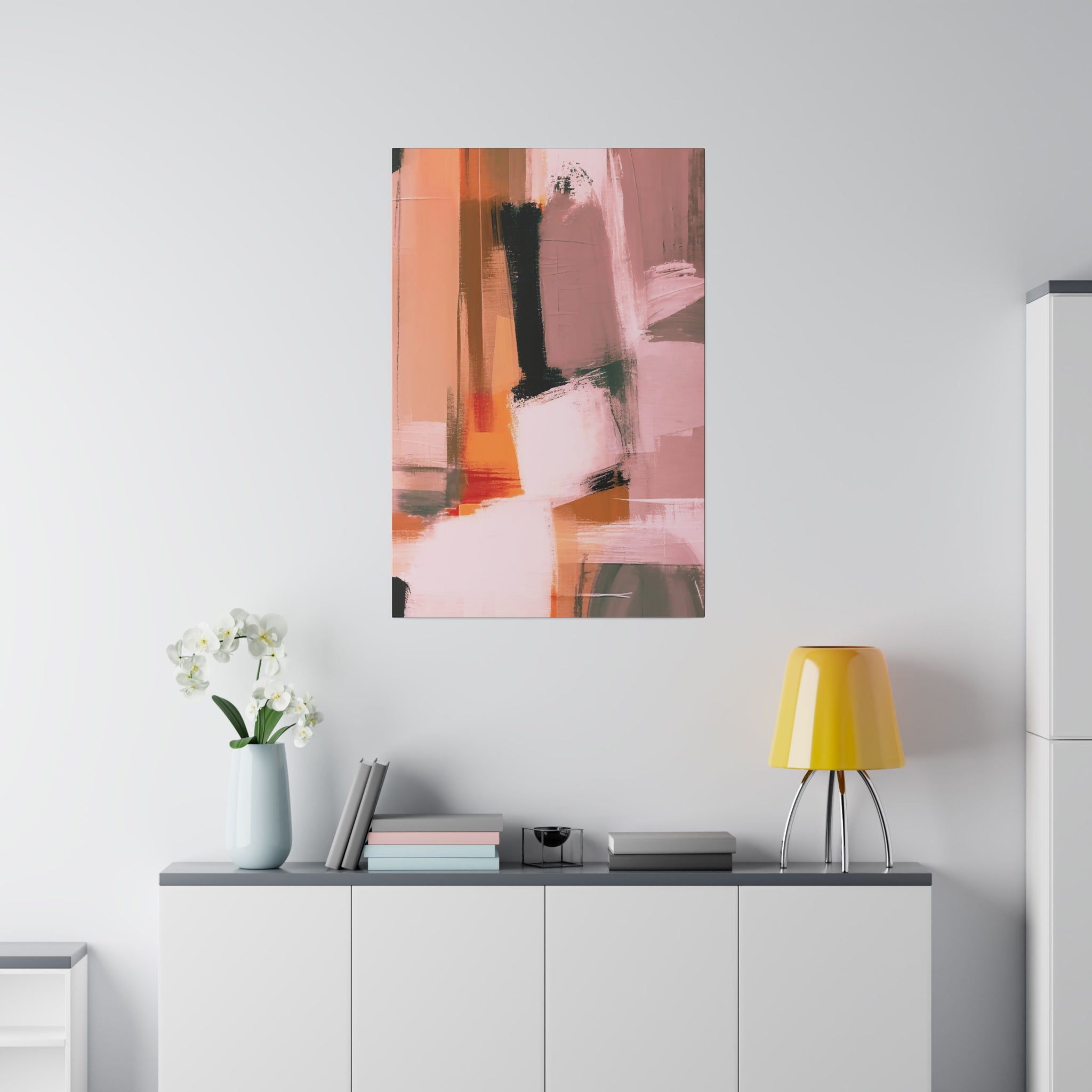 Abstract Artwork | Canvas Wall Art | Pink Peach Black