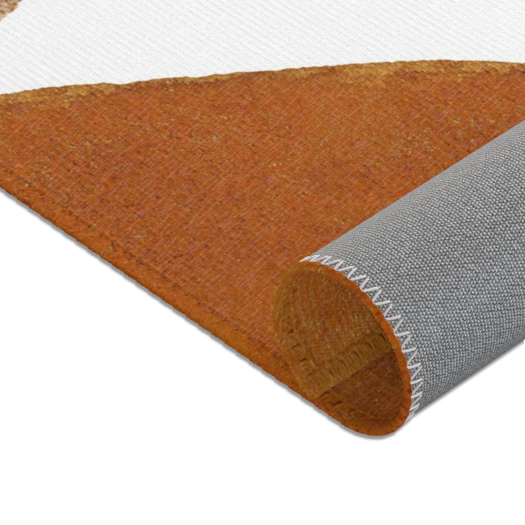 Modern rust, beige and blush pink abstract area rug, full rug view