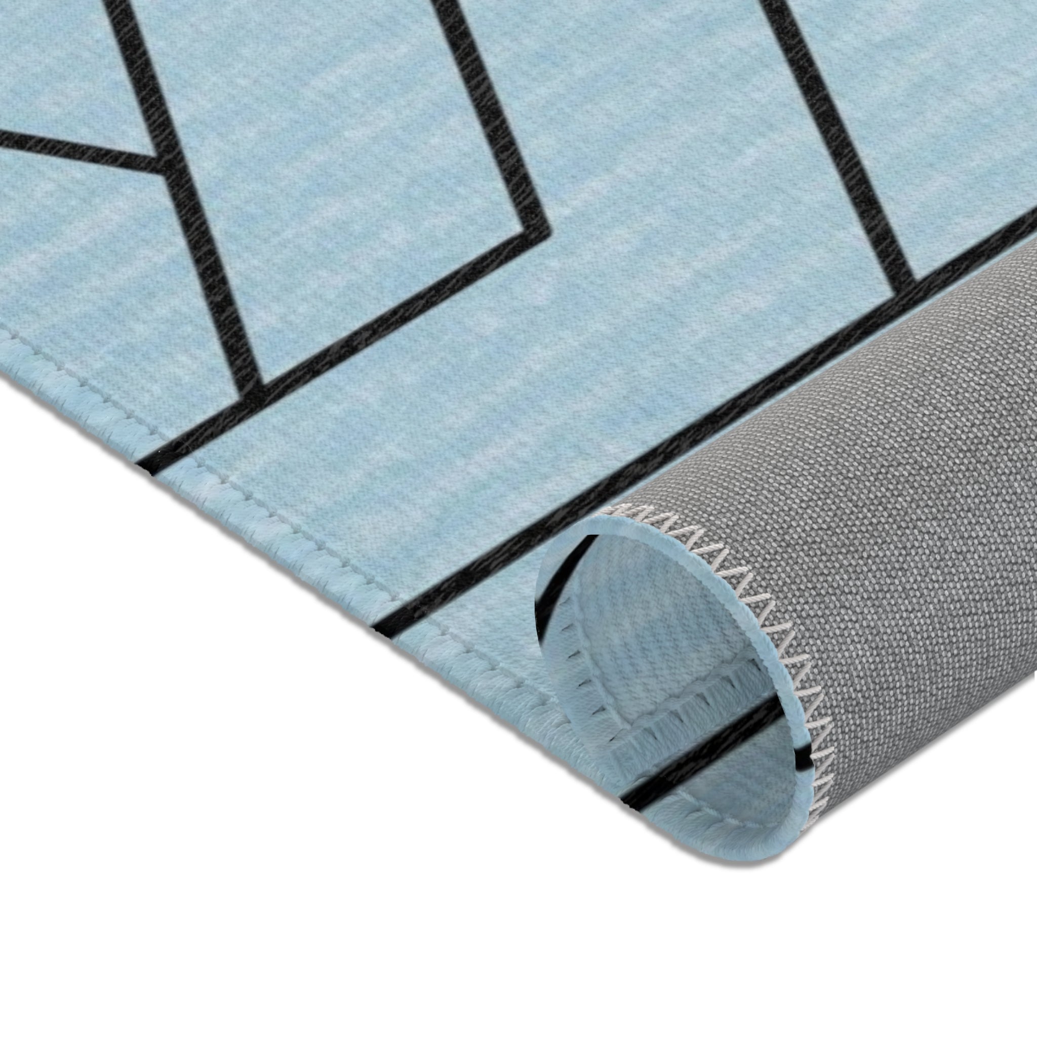 Boho Area Rug | Powder Blue, Line Art, Rug