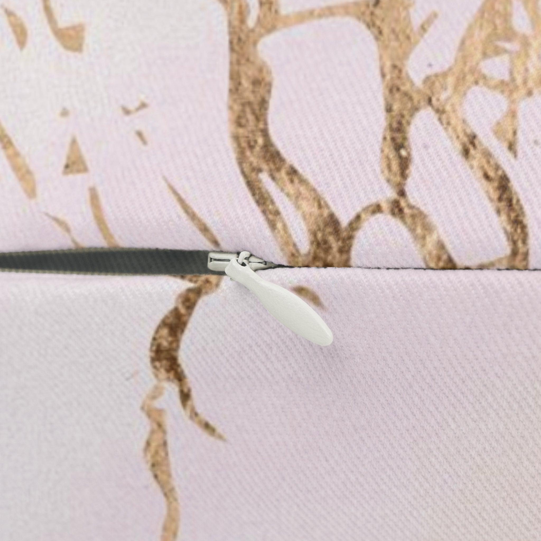 Marble Lumbar Pillow | Abstract Pastel Pink, Muted Gold